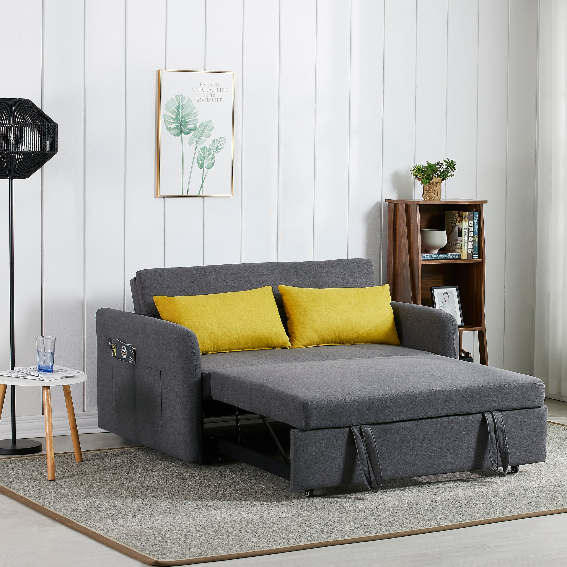 Sofa & Chair sets | Twins Sofa Bed Grey Fabric - Multifunctional, Easy Assembly, Comfortable Support | casafoyer.myshopify.com