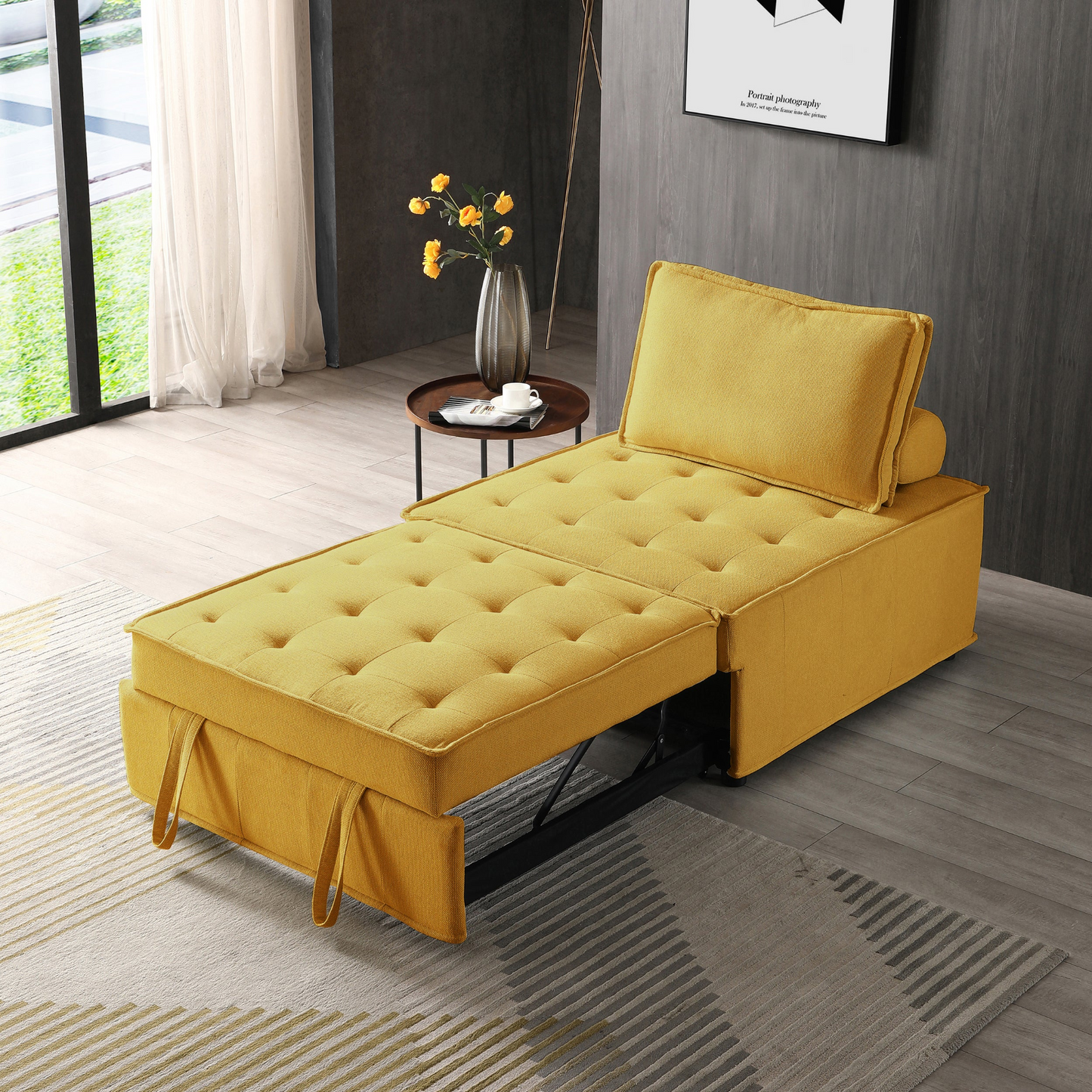 Sofa & Chair sets | Multipurpose Linen Fabric Ottoman Lazy Sofa Pulling Out Sofa Bed (Yellow) | casafoyer.myshopify.com