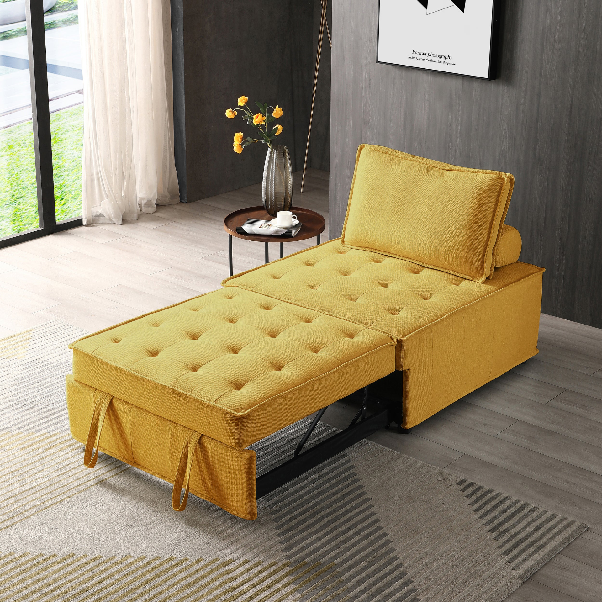 Sofa & Chair sets | Multipurpose Linen Fabric Ottoman Lazy Sofa Pulling Out Sofa Bed (Yellow) | casafoyer.myshopify.com