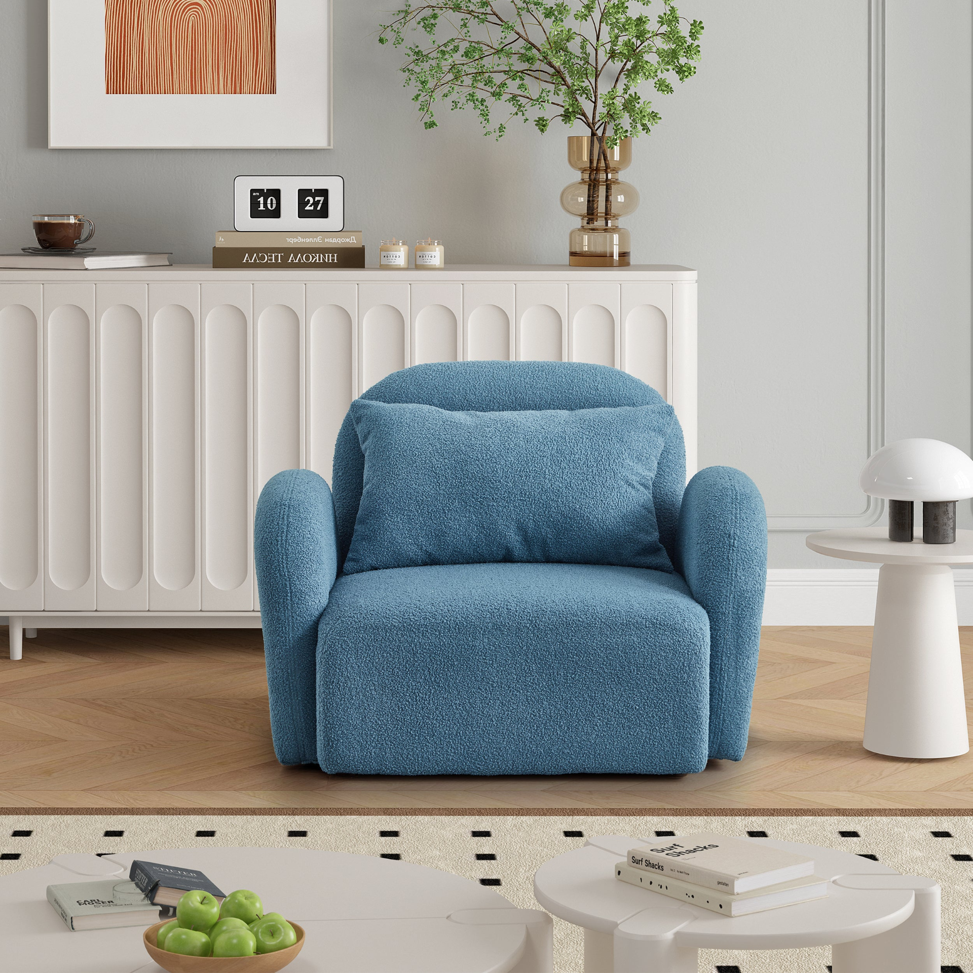 Sofa & Chair sets | Living Room Furniture Lazy Sofa Chair Teddy Fabric Blue - Comfortable & Durable | casafoyer.myshopify.com