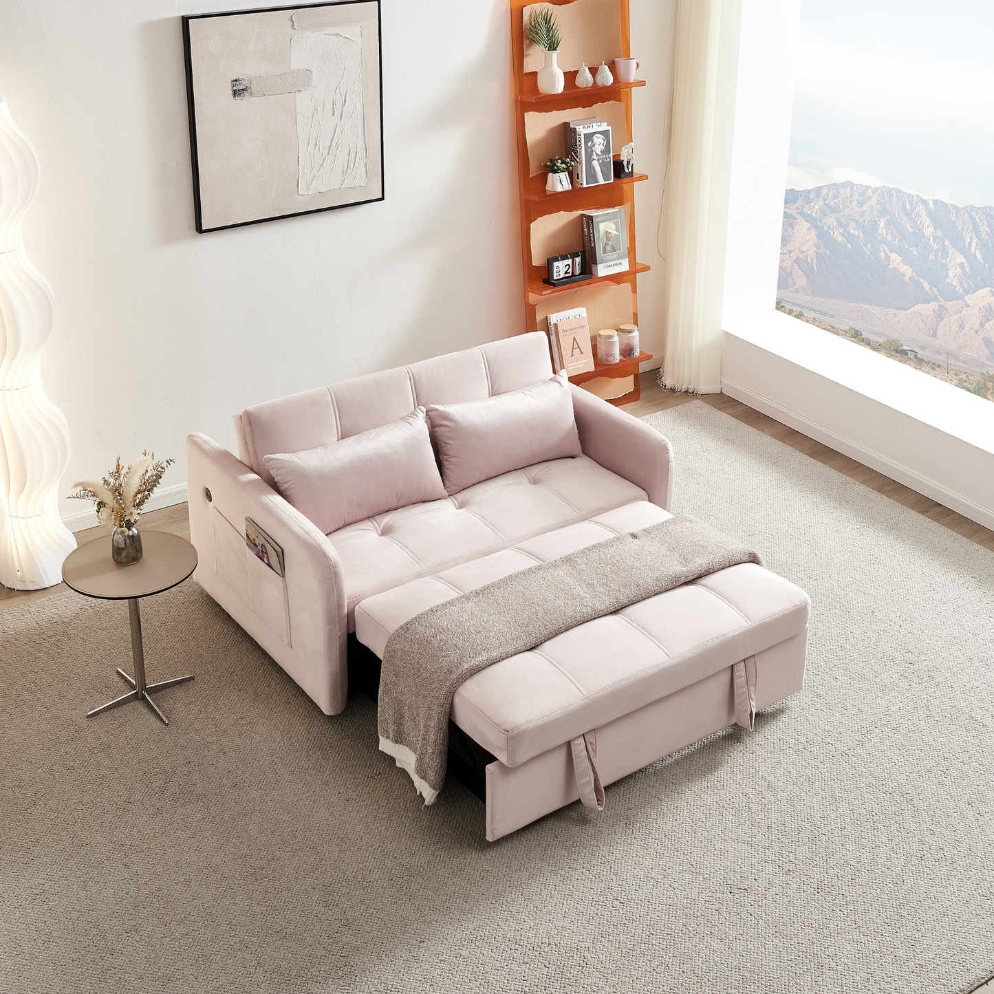 Sofa & Chair sets | Twins Pull Out Sofa Bed  Pink Velvet | casafoyer.myshopify.com