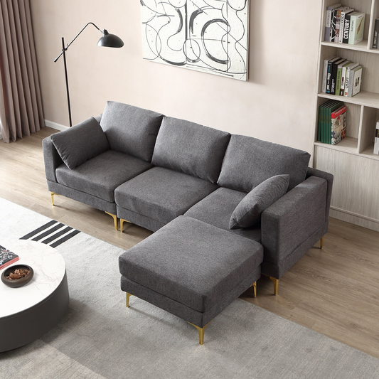 Sofa & Chair sets | Modern Dark Grey L-Shaped Couch | Comfortable and Stylish Living Room Furniture | casafoyer.myshopify.com