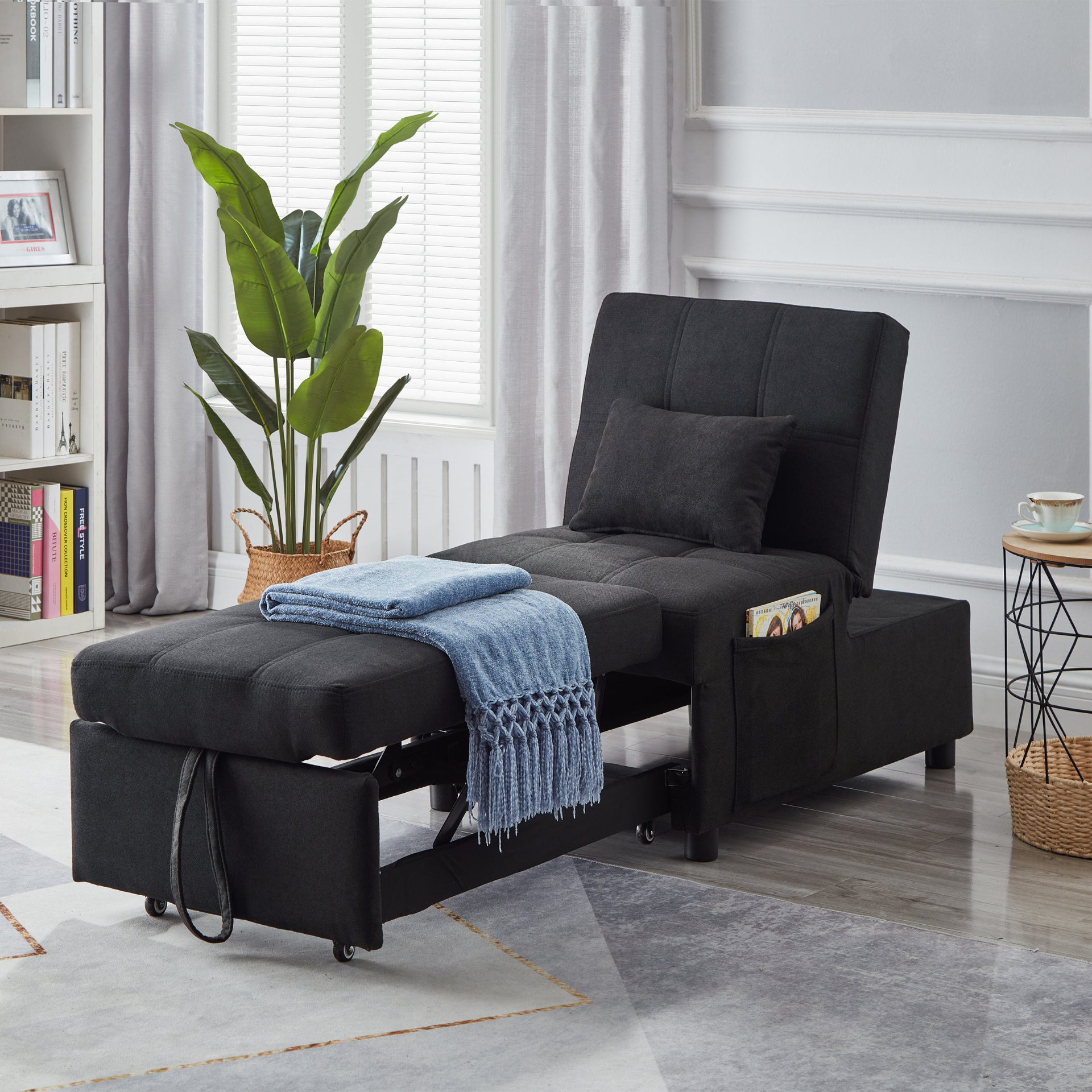 Sofa & Chair sets | Living Room Bed Room Furniture with Black Linen Fabric Recliner Chair Bed | casafoyer.myshopify.com