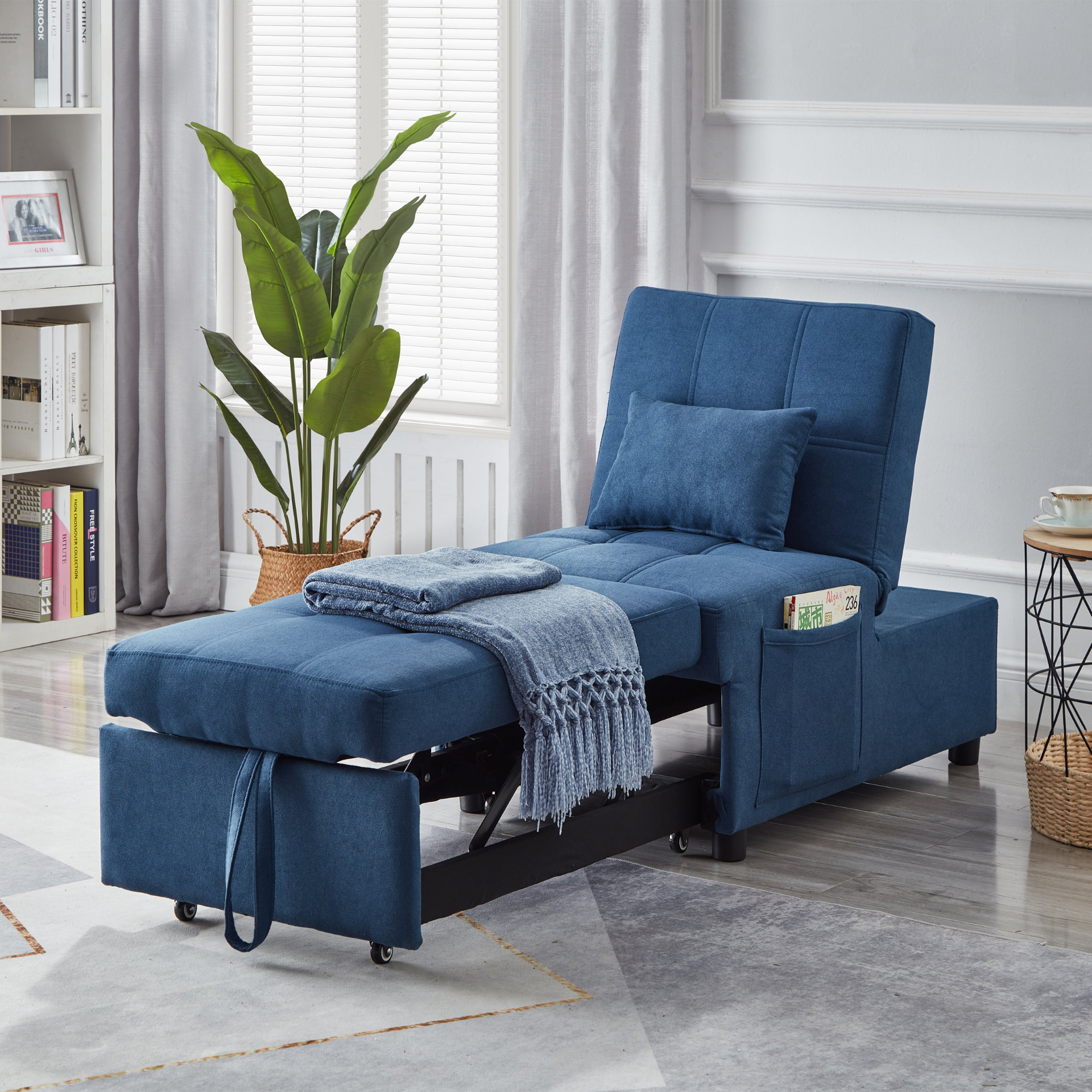 Sofa & Chair sets | Living Room Bed Room Furniture with Blue Linen Fabric Recliner Chair Bed | casafoyer.myshopify.com