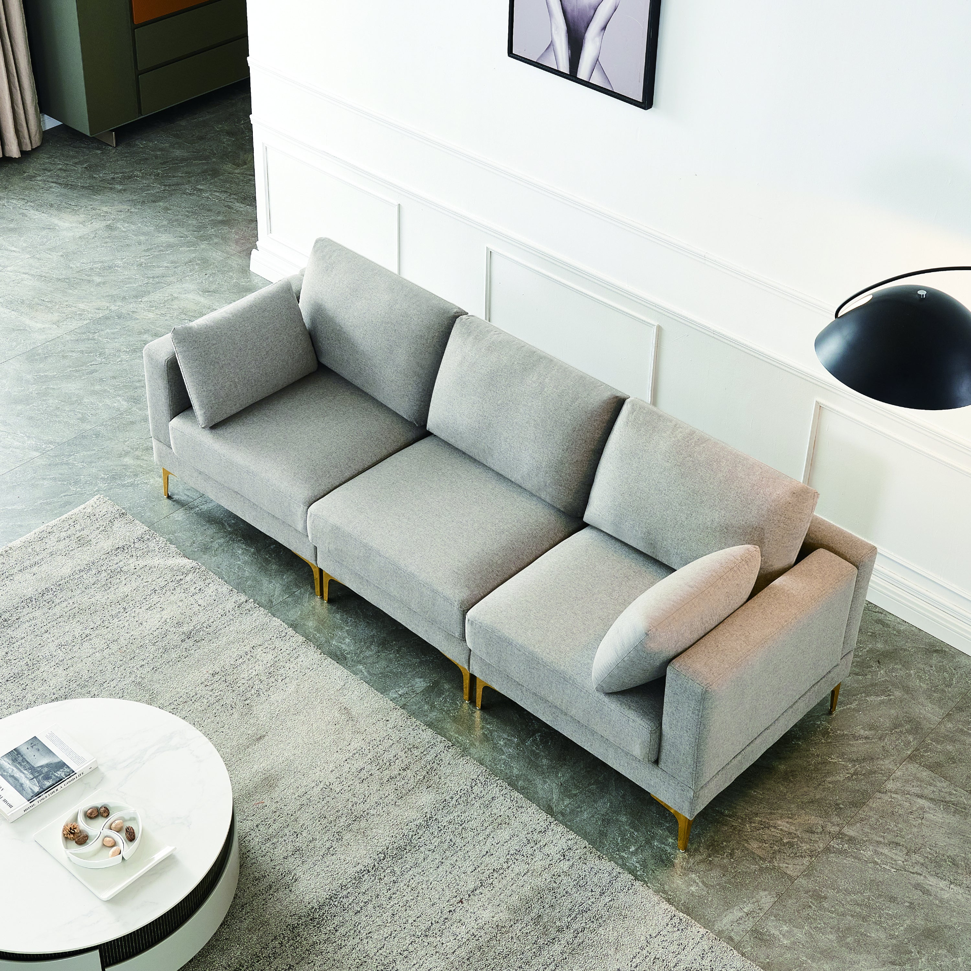 Sofa & Chair sets | Living Room Furniture Modern Leisure L Shape Couch Grey Fabric | casafoyer.myshopify.com