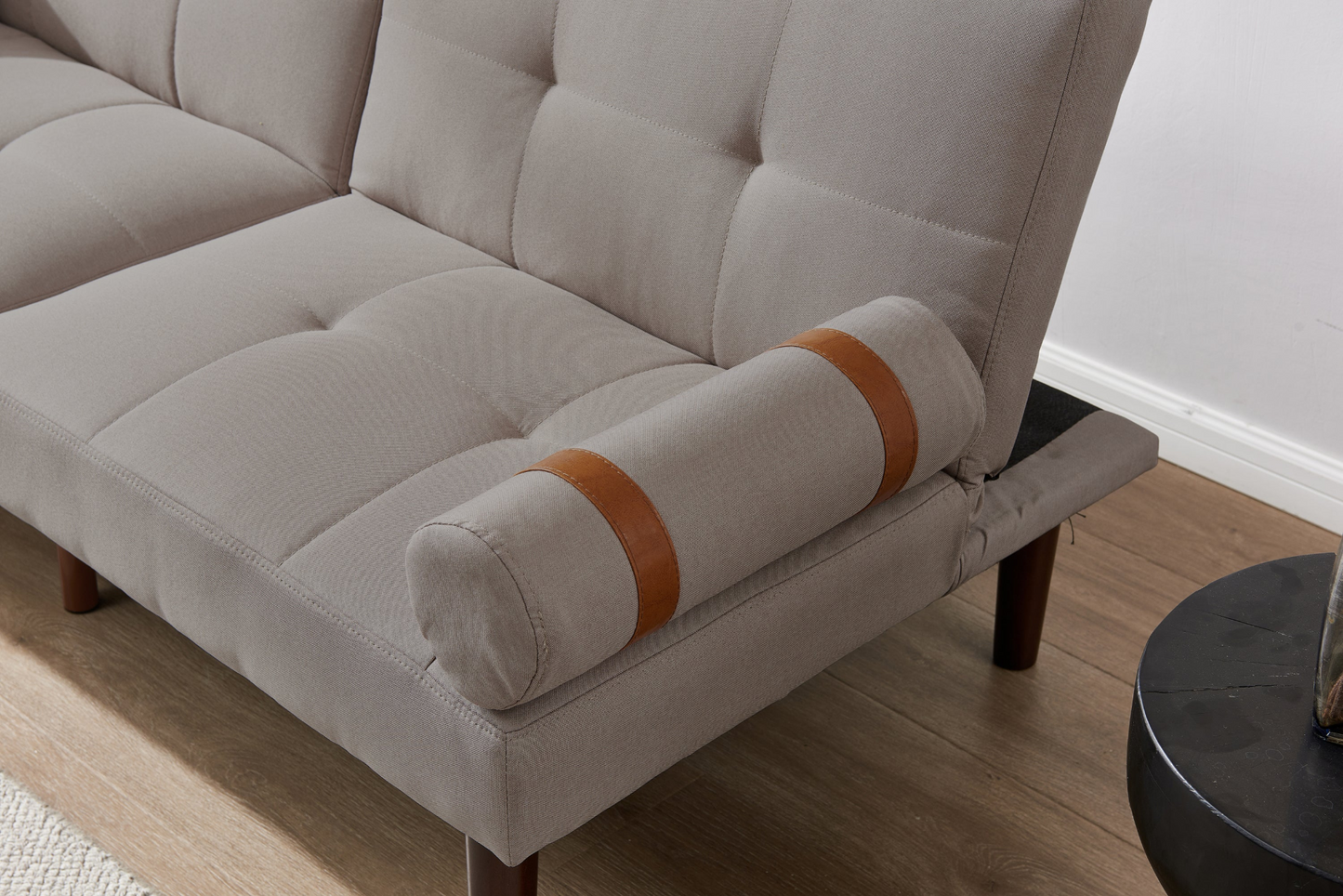 Sofa & Chair sets | Convertible Sofa Bed Futon with Solid Wood Legs Linen Fabric Light Grey | casafoyer.myshopify.com