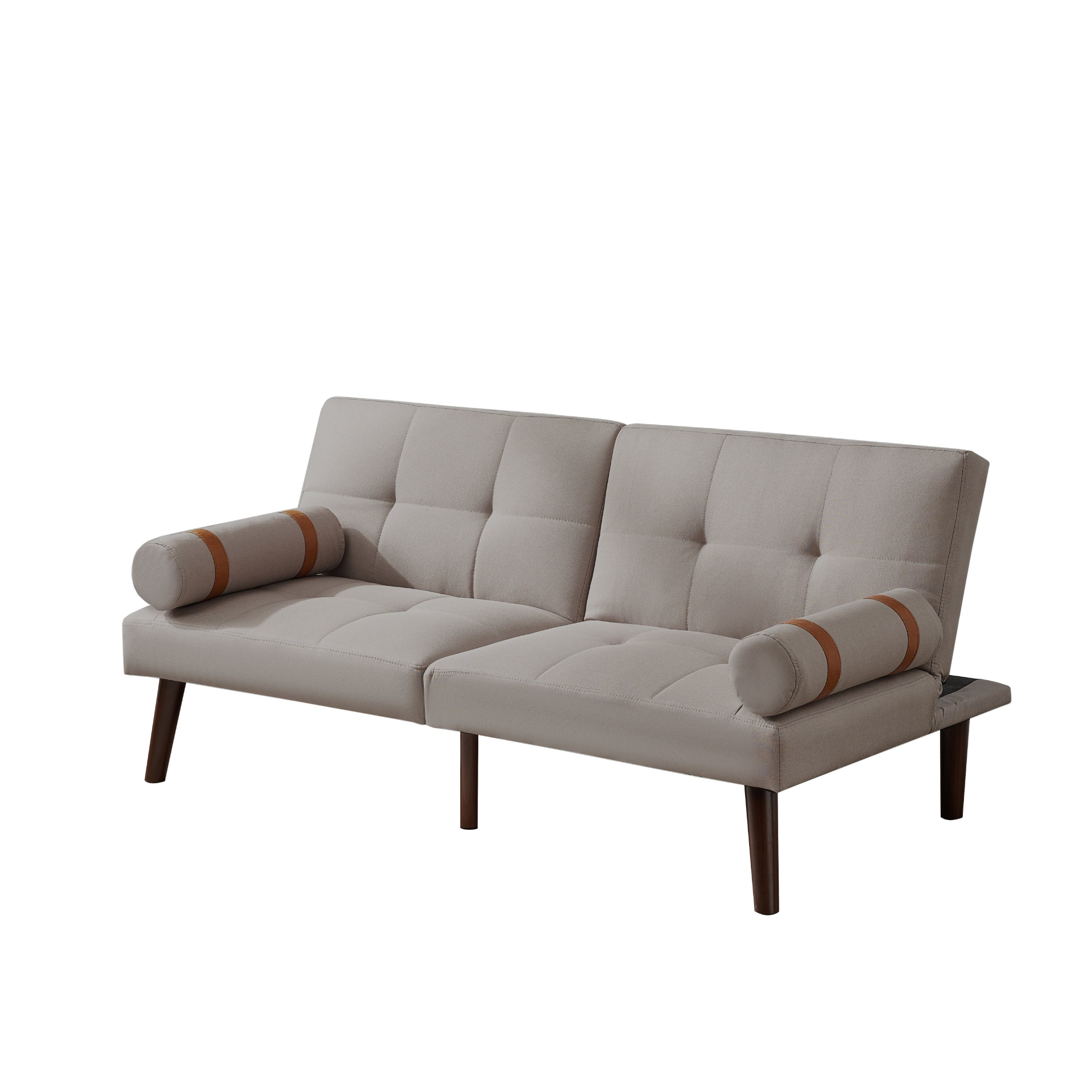 Sofa & Chair sets | Convertible Sofa Bed Futon with Solid Wood Legs Linen Fabric Light Grey | casafoyer.myshopify.com