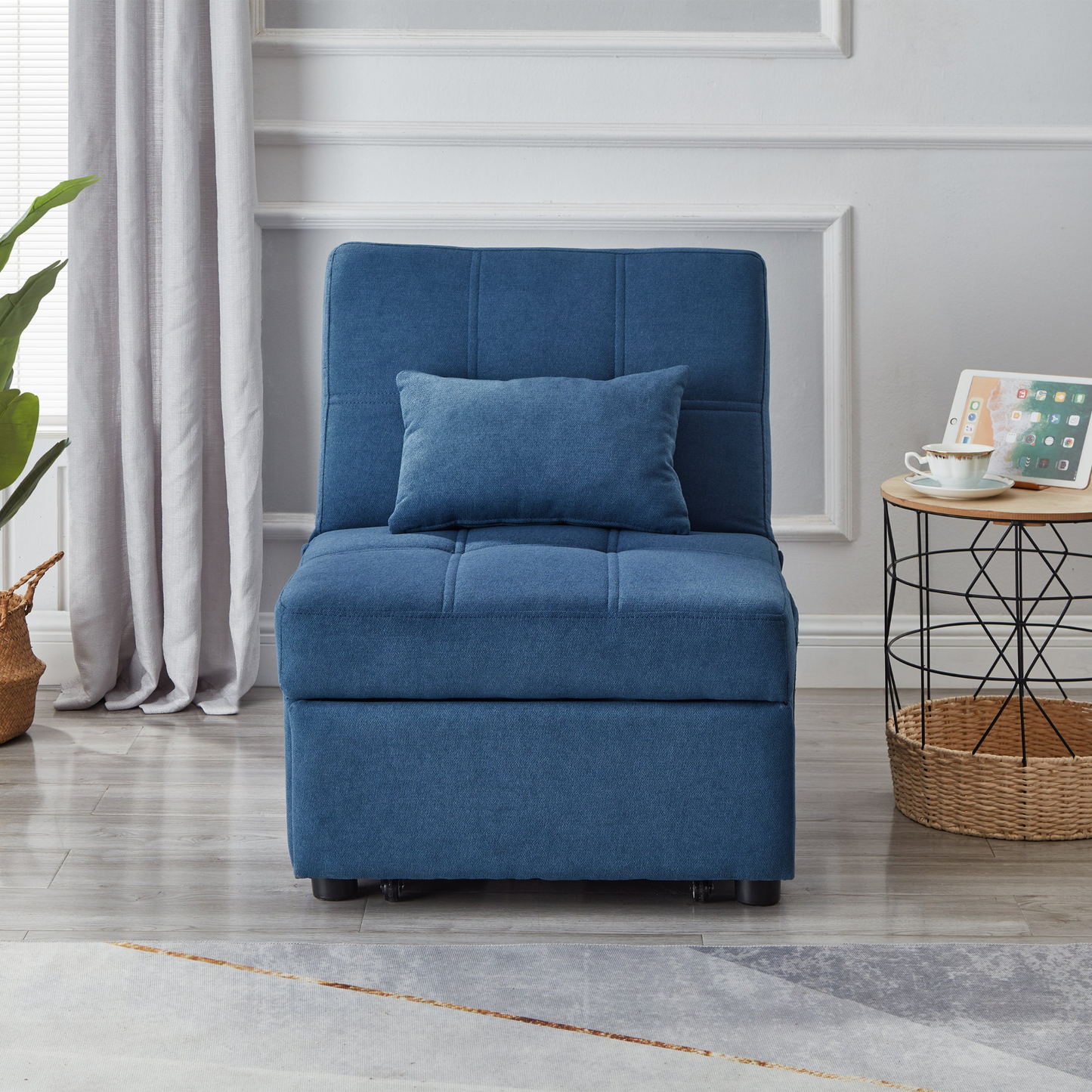 Sofa & Chair sets | Living Room Bed Room Furniture with Blue Linen Fabric Recliner Chair Bed | casafoyer.myshopify.com