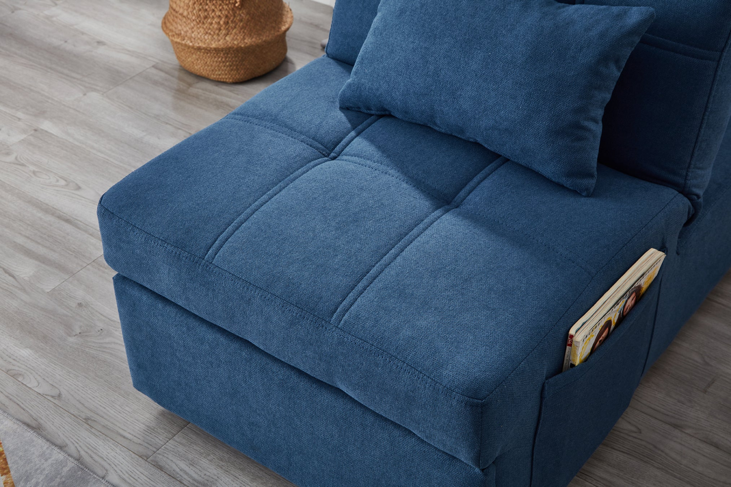 Sofa & Chair sets | Living Room Bed Room Furniture with Blue Linen Fabric Recliner Chair Bed | casafoyer.myshopify.com