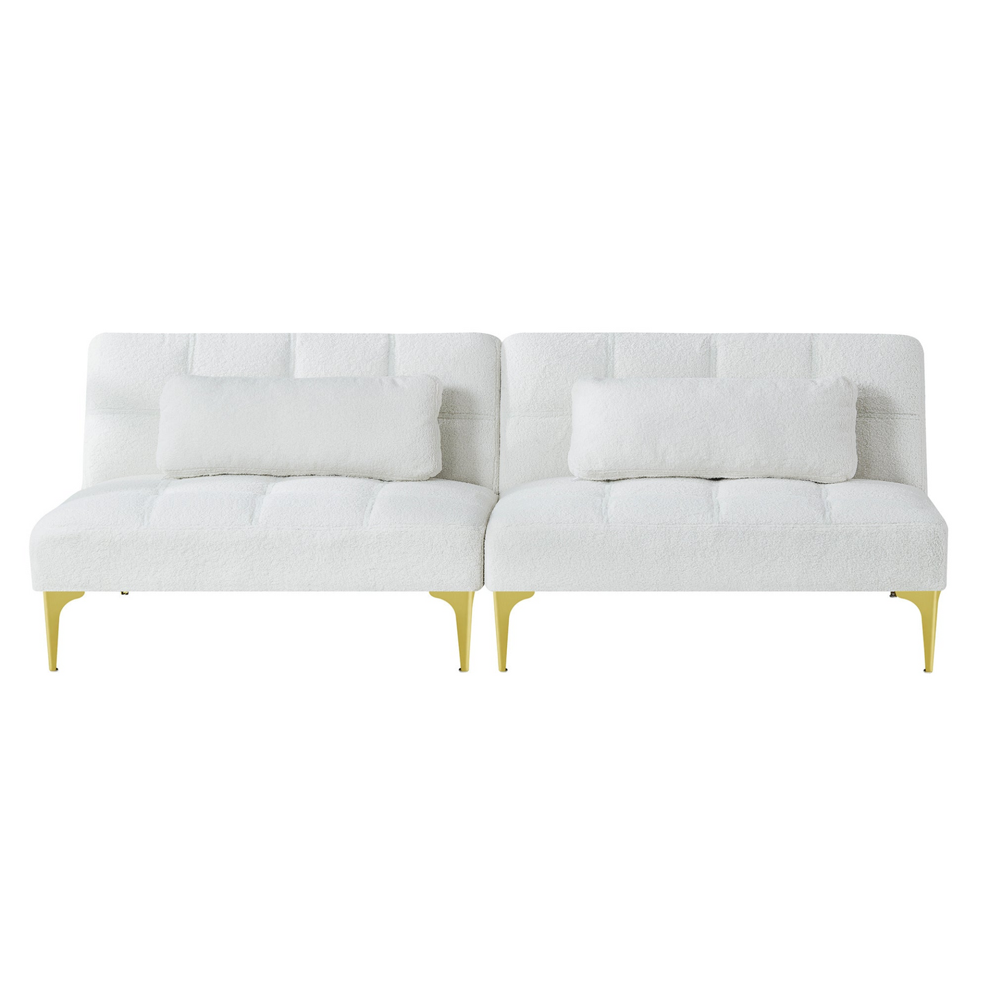 Sofa & Chair sets | Convertible sofa bed futon with gold metal legs teddy fabric (White) | casafoyer.myshopify.com