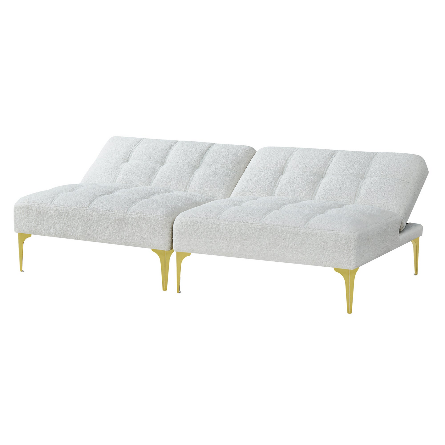 Sofa & Chair sets | Convertible sofa bed futon with gold metal legs teddy fabric (White) | casafoyer.myshopify.com