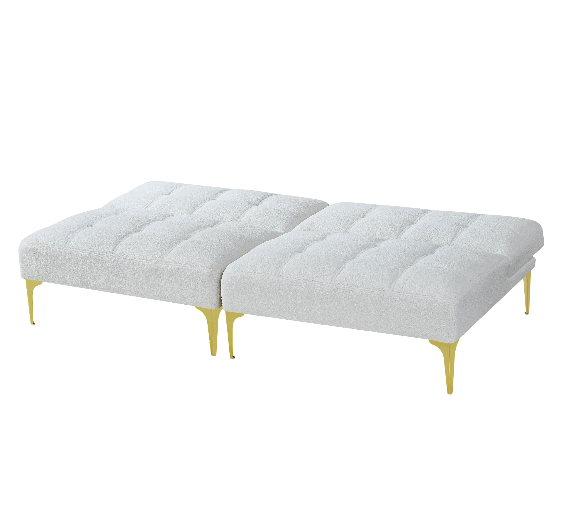 Sofa & Chair sets | Convertible sofa bed futon with gold metal legs teddy fabric (White) | casafoyer.myshopify.com