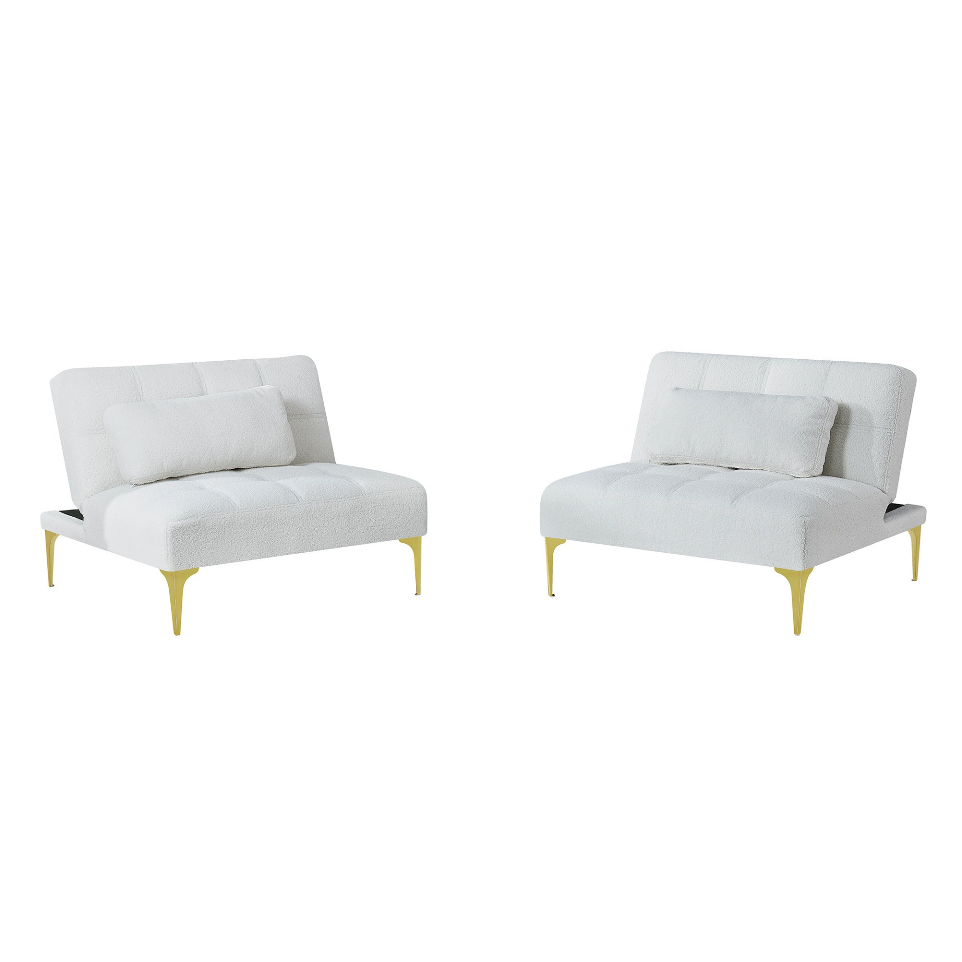 Sofa & Chair sets | Convertible sofa bed futon with gold metal legs teddy fabric (White) | casafoyer.myshopify.com