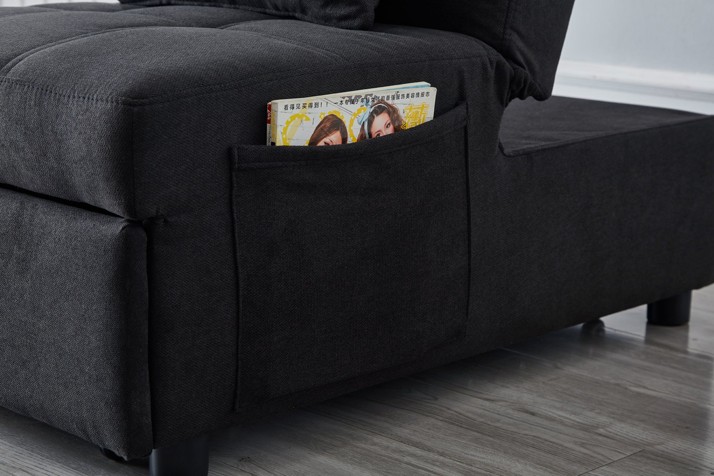 Sofa & Chair sets | Living Room Bed Room Furniture with Black Linen Fabric Recliner Chair Bed | casafoyer.myshopify.com