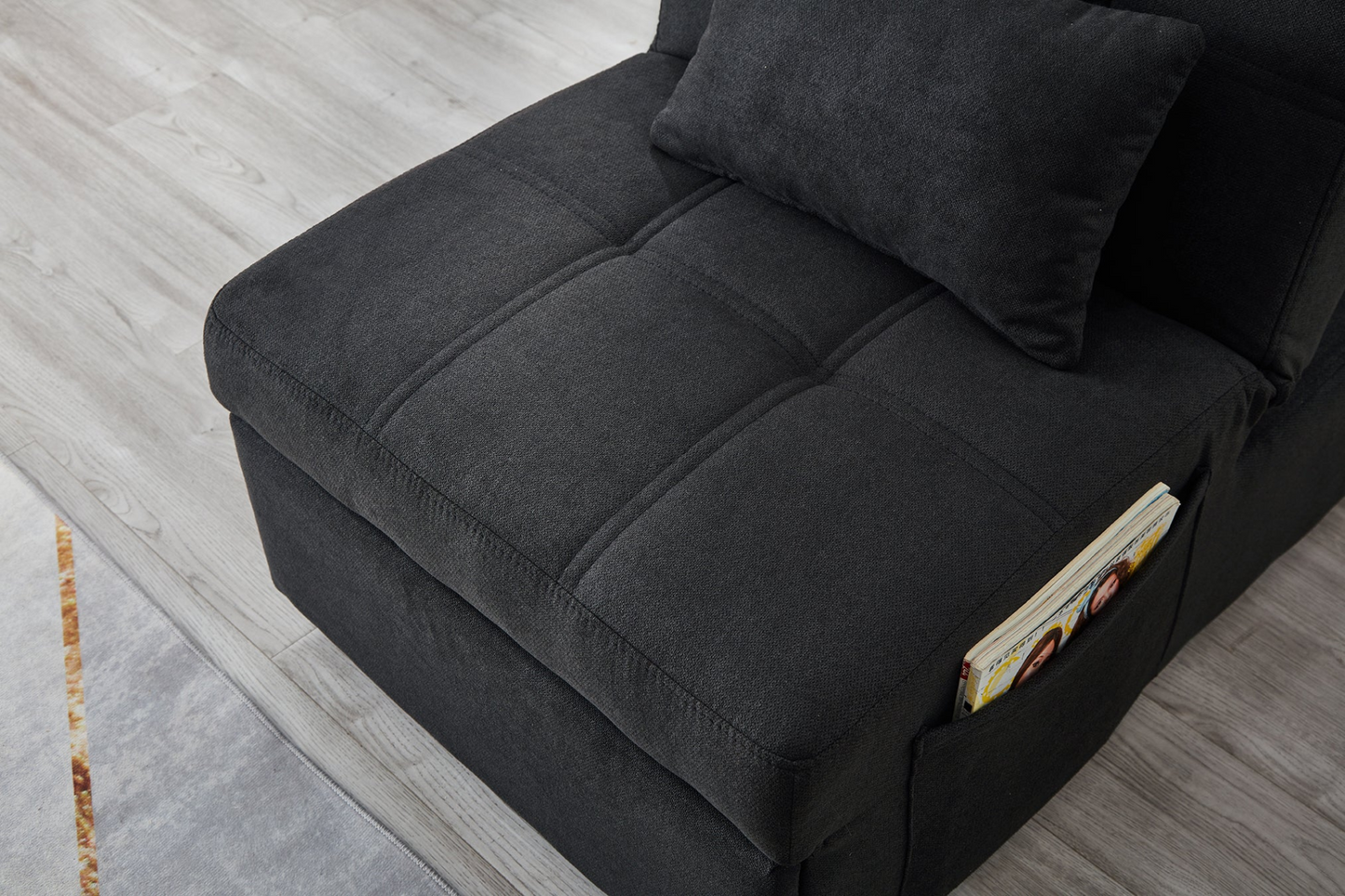 Sofa & Chair sets | Living Room Bed Room Furniture with Black Linen Fabric Recliner Chair Bed | casafoyer.myshopify.com