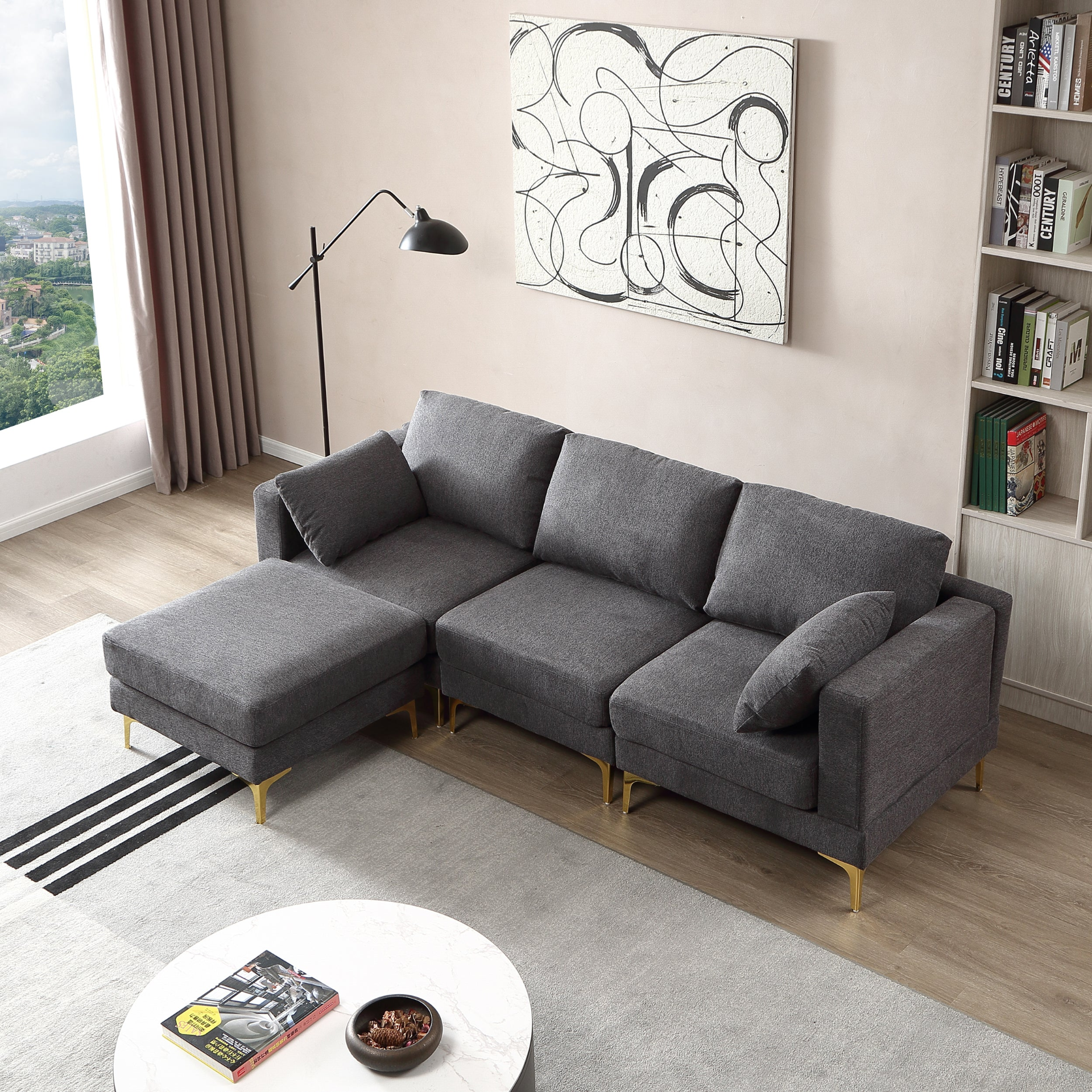 Sofa & Chair sets | Modern Dark Grey L-Shaped Couch | Comfortable and Stylish Living Room Furniture | casafoyer.myshopify.com