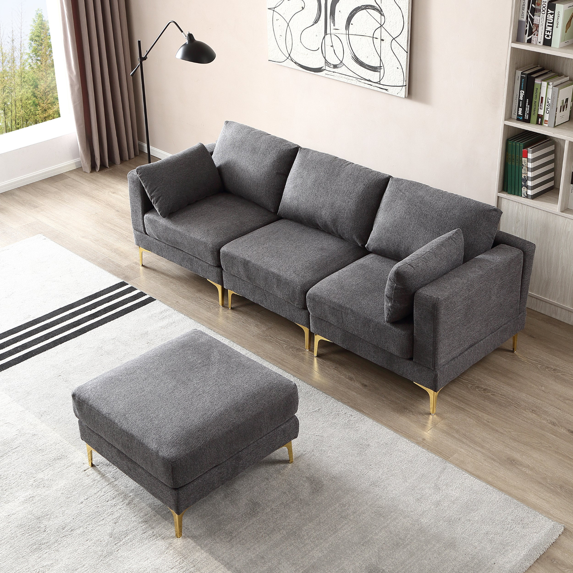 Sofa & Chair sets | Modern Dark Grey L-Shaped Couch | Comfortable and Stylish Living Room Furniture | casafoyer.myshopify.com