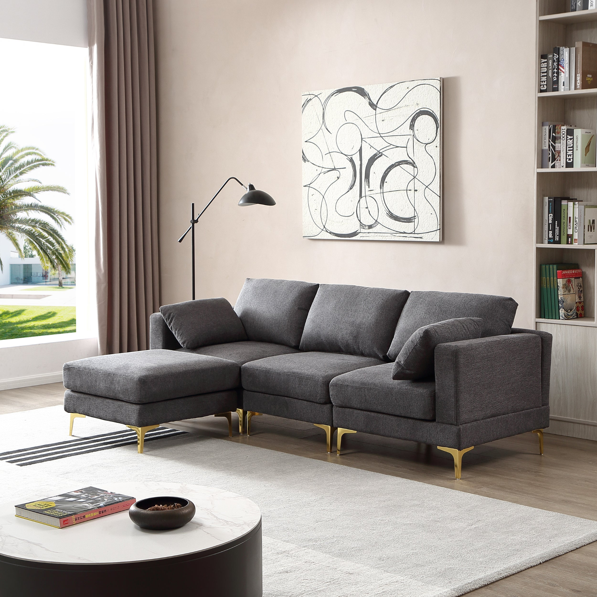 Sofa & Chair sets | Modern Dark Grey L-Shaped Couch | Comfortable and Stylish Living Room Furniture | casafoyer.myshopify.com