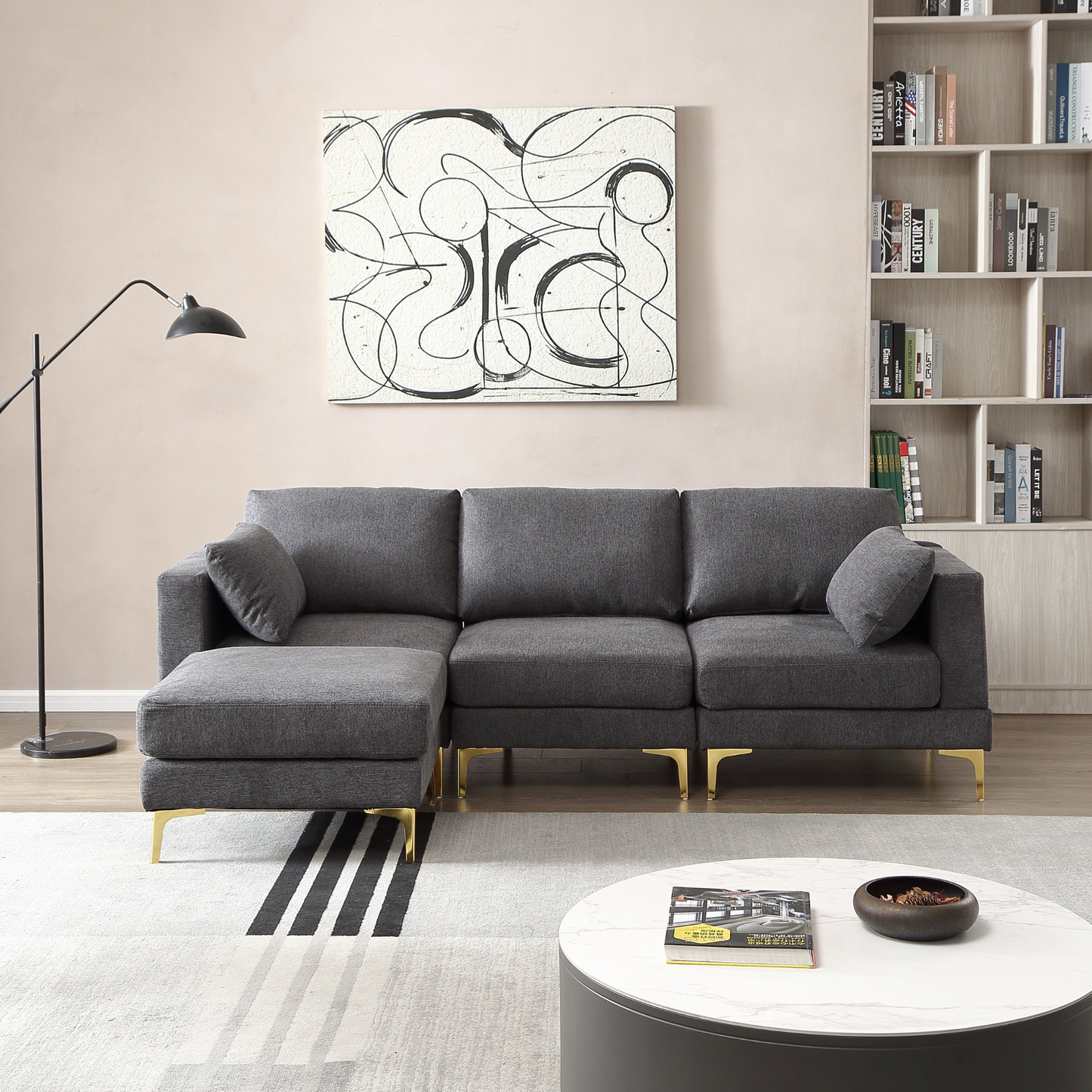 Sofa & Chair sets | Modern Dark Grey L-Shaped Couch | Comfortable and Stylish Living Room Furniture | casafoyer.myshopify.com