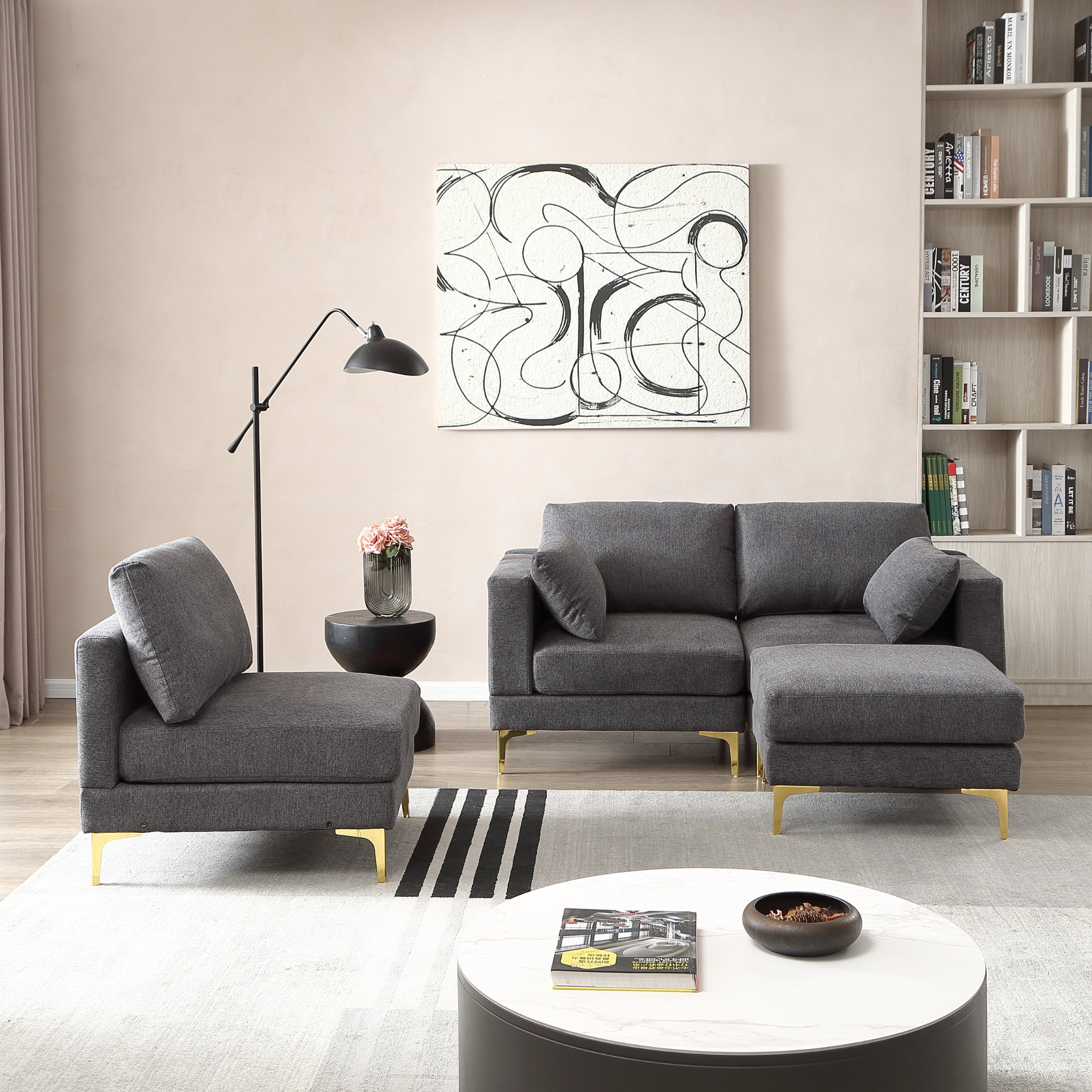 Sofa & Chair sets | Modern Dark Grey L-Shaped Couch | Comfortable and Stylish Living Room Furniture | casafoyer.myshopify.com