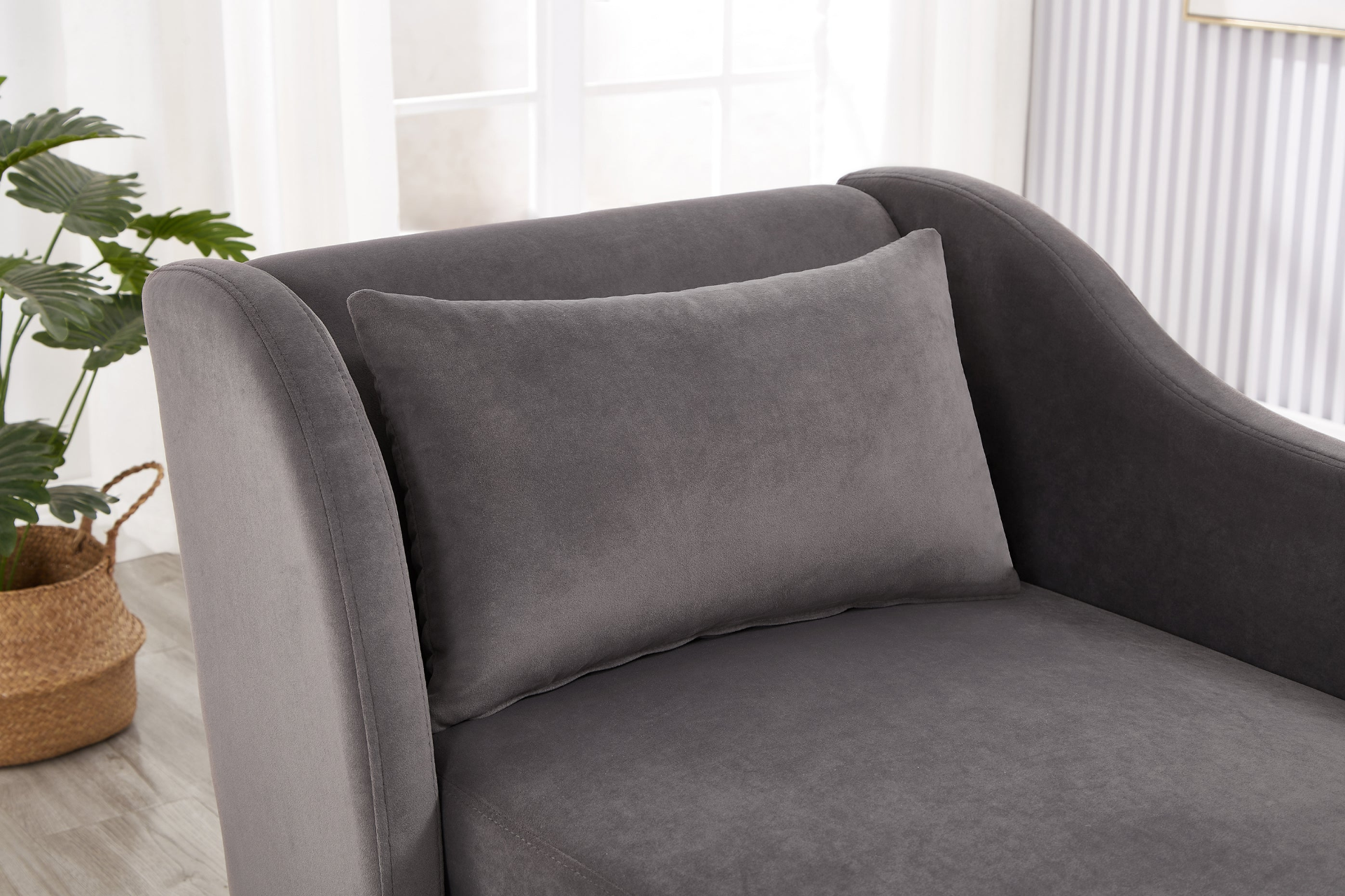 Sofa & Chair sets | Modern Chaise Lounge Chair Velvet Upholstery (Grey) | casafoyer.myshopify.com