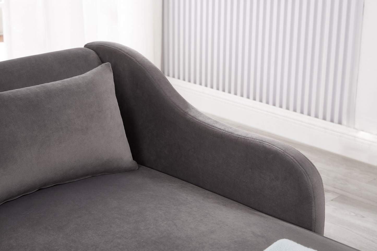 Sofa & Chair sets | Modern Chaise Lounge Chair Velvet Upholstery (Grey) | casafoyer.myshopify.com