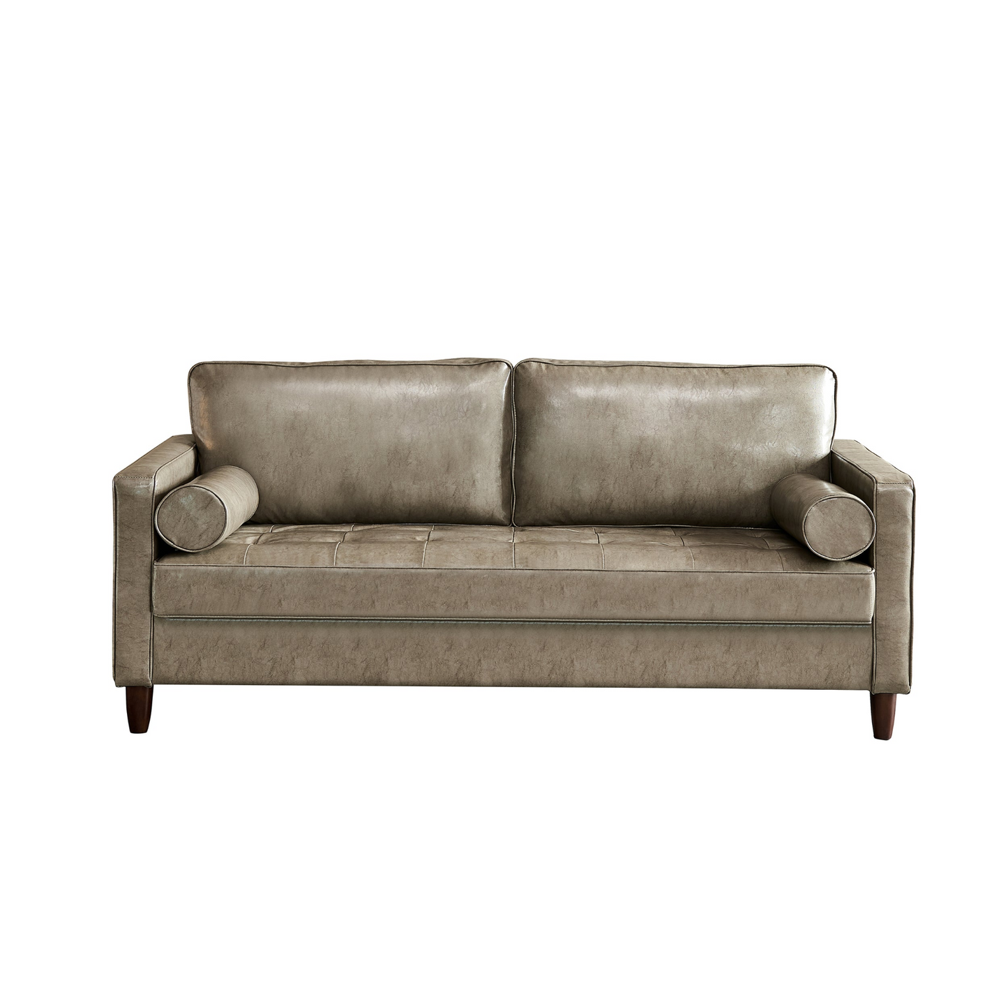 Sofa & Chair sets | Modern Mid-Century Vegan Leather Sofa (Khaki) | casafoyer.myshopify.com