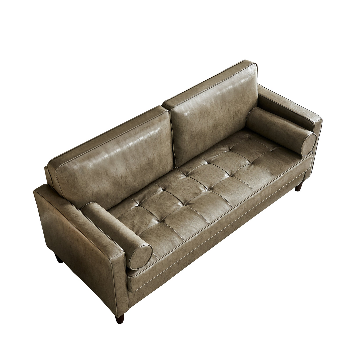 Sofa & Chair sets | Modern Mid-Century Vegan Leather Sofa (Khaki) | casafoyer.myshopify.com