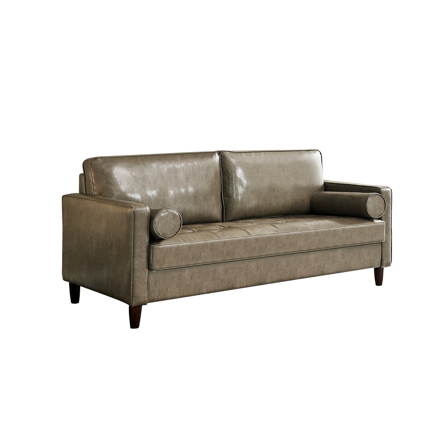 Sofa & Chair sets | Modern Mid-Century Vegan Leather Sofa (Khaki) | casafoyer.myshopify.com