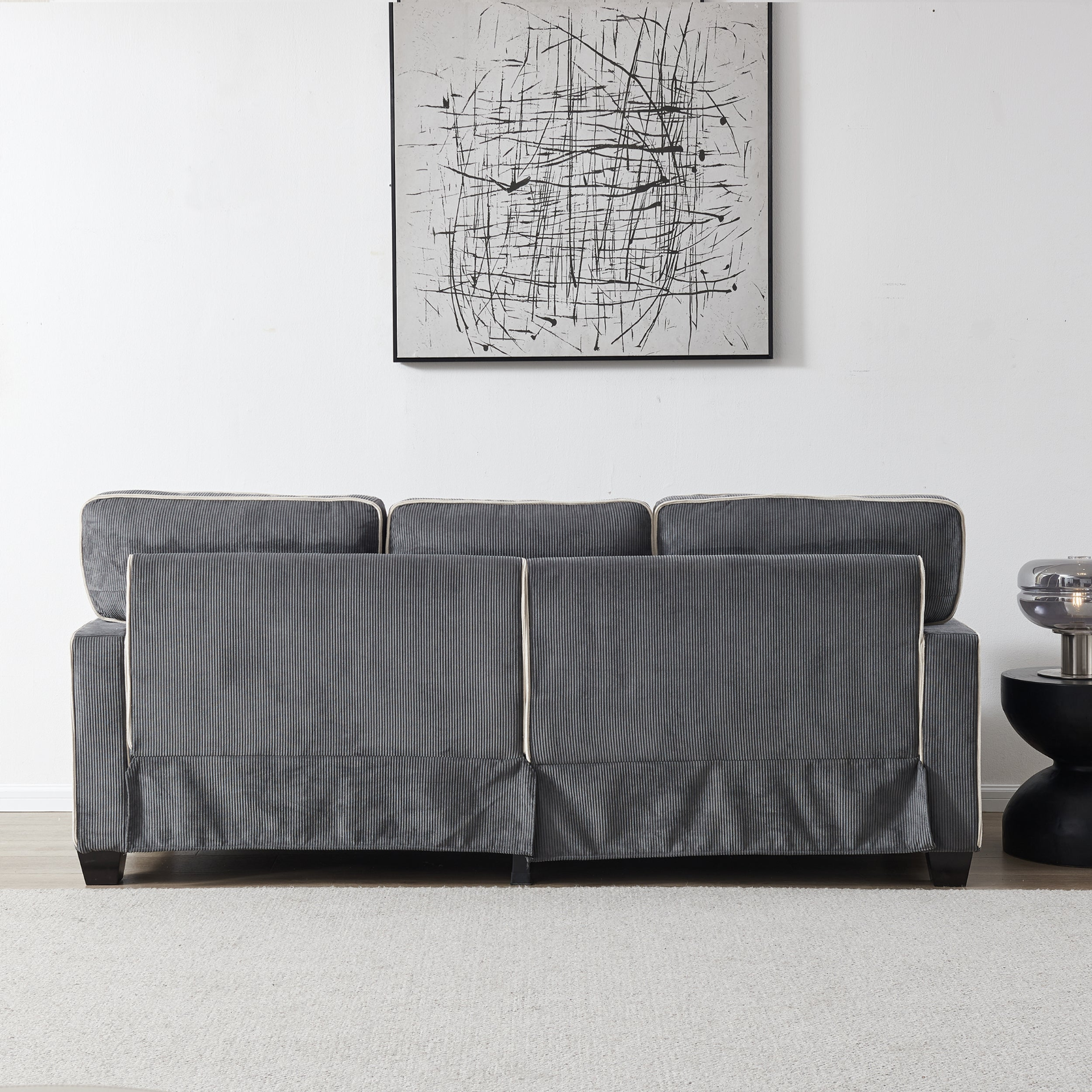 Sofa & Chair sets | Living Room Sofa with Storage Dark Grey Corduroy | casafoyer.myshopify.com