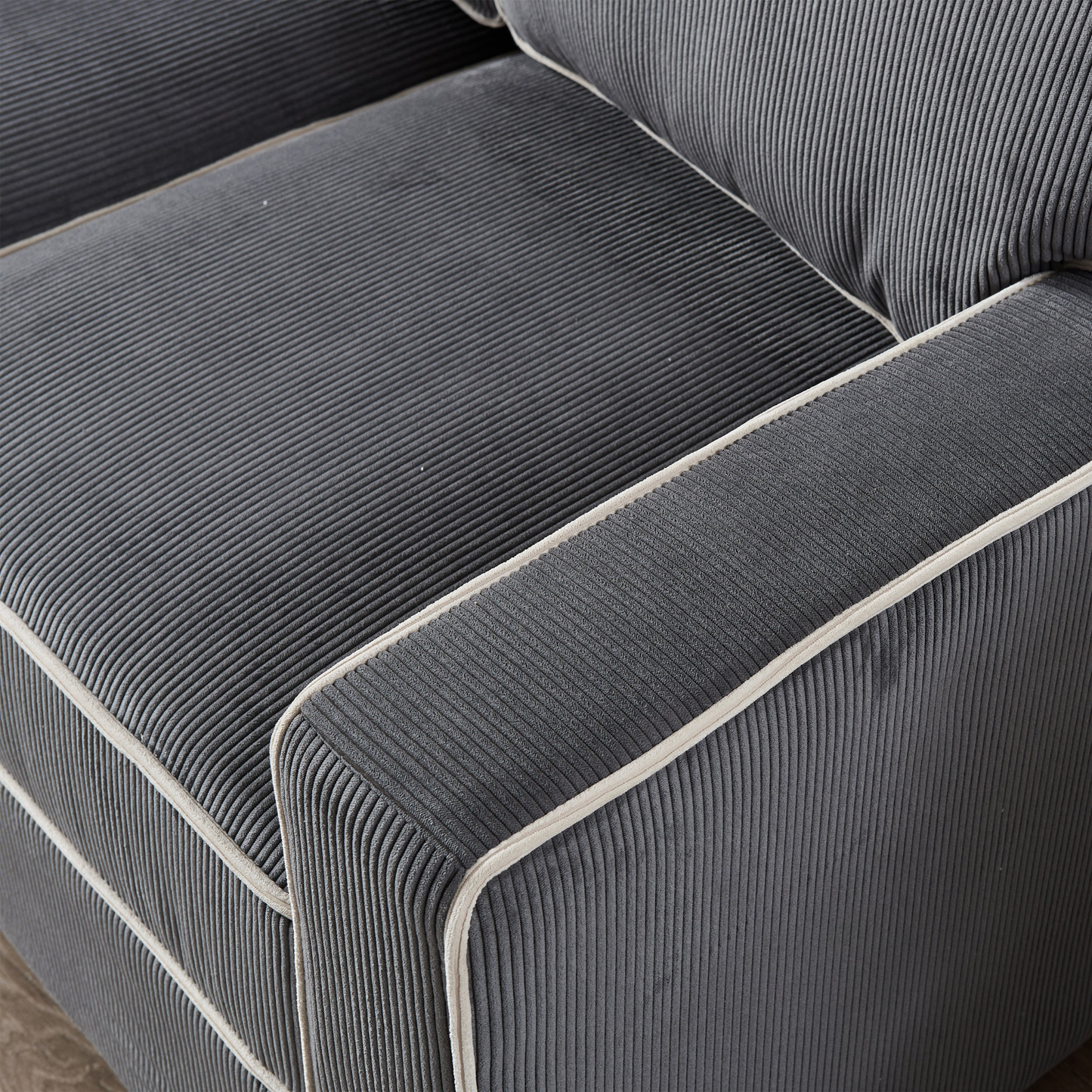 Sofa & Chair sets | Living Room Sofa with Storage Dark Grey Corduroy | casafoyer.myshopify.com