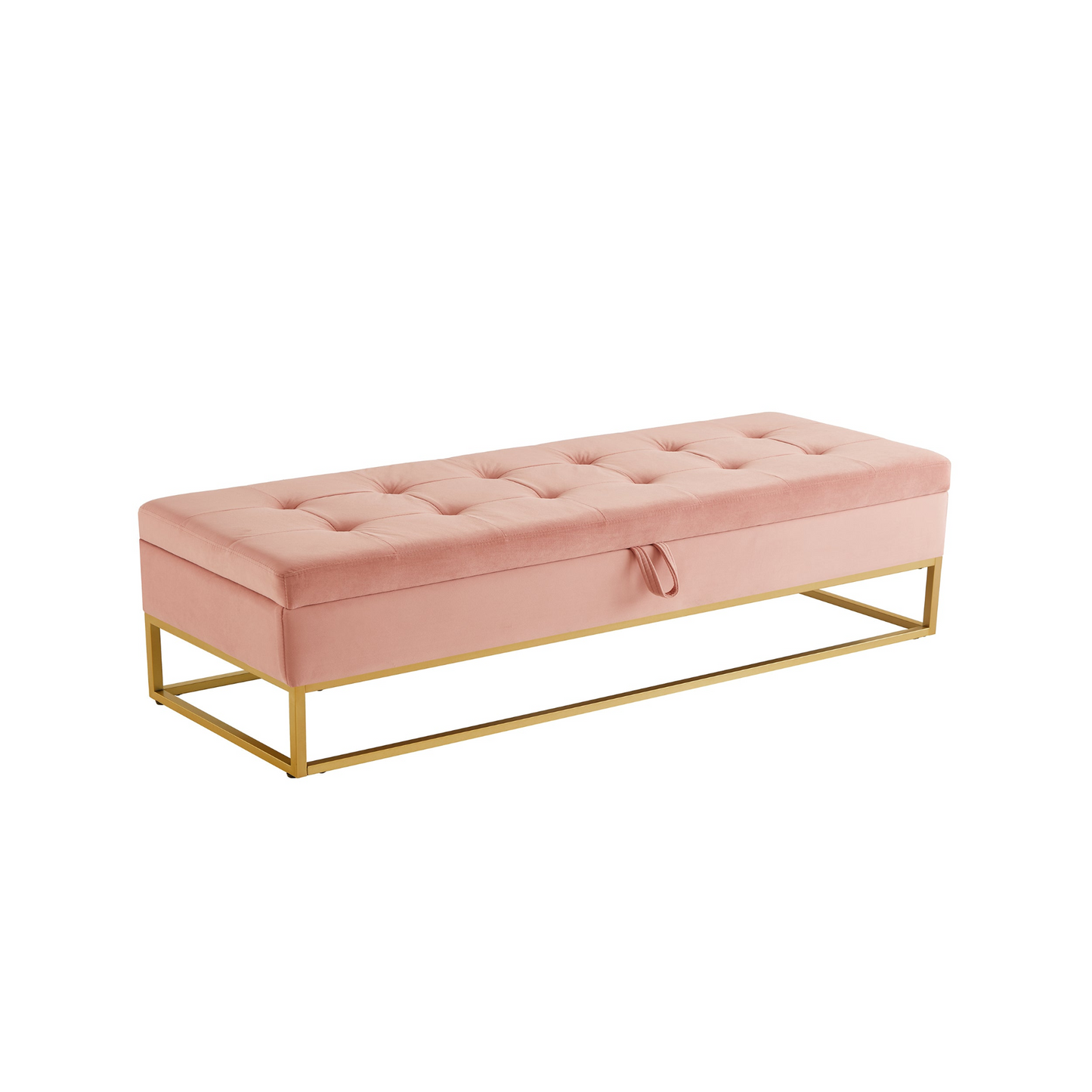 Sofa & Chair sets | Bed Bench Metal Base with Storage Pink Velvet | casafoyer.myshopify.com