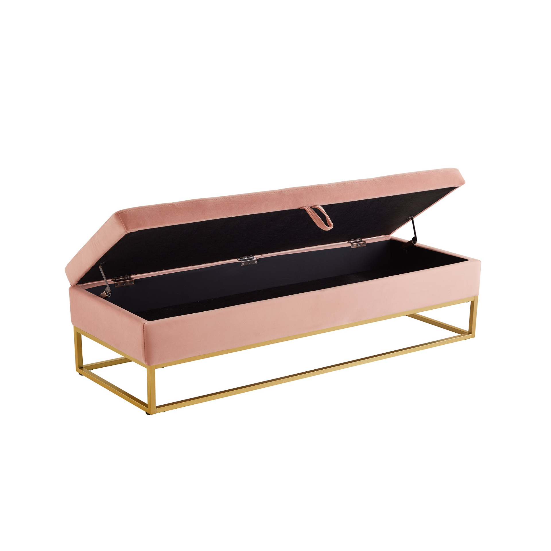 Sofa & Chair sets | Bed Bench Metal Base with Storage Pink Velvet | casafoyer.myshopify.com