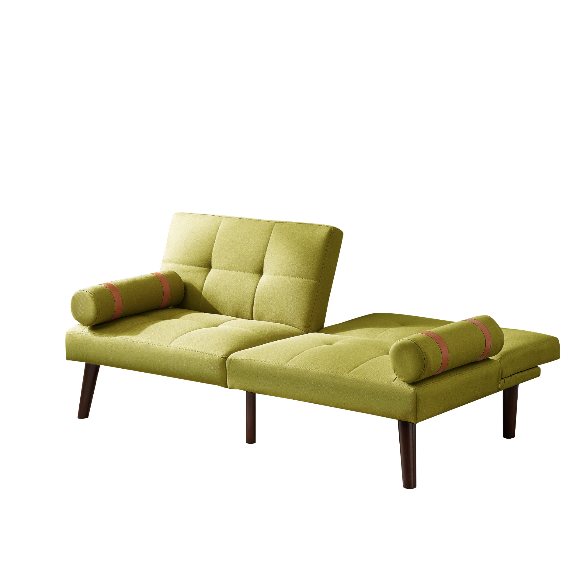 Sofa & Chair sets | Convertible Sofa Bed Futon with Solid Wood Legs Linen Fabric Musterd Green | casafoyer.myshopify.com