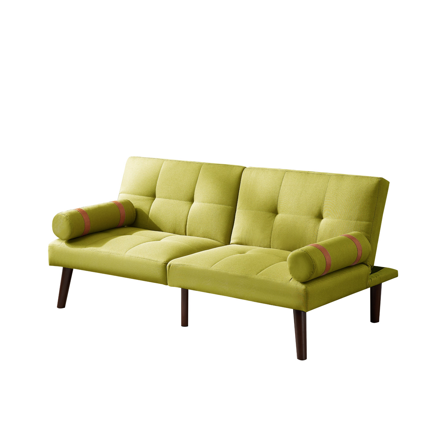 Sofa & Chair sets | Convertible Sofa Bed Futon with Solid Wood Legs Linen Fabric Musterd Green | casafoyer.myshopify.com