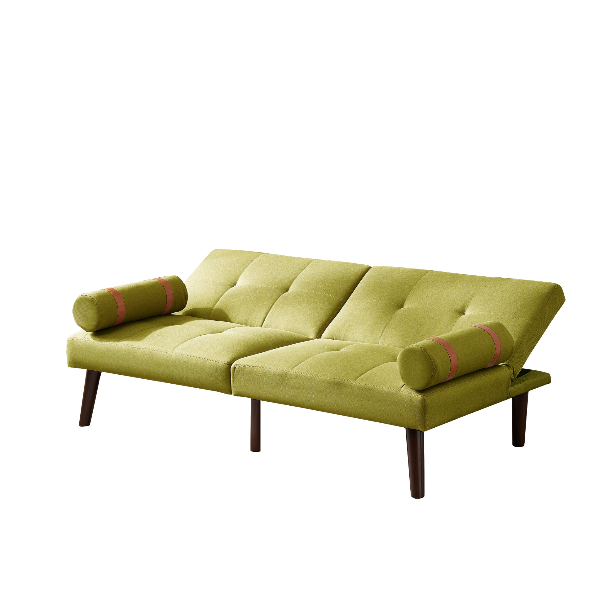 Sofa & Chair sets | Convertible Sofa Bed Futon with Solid Wood Legs Linen Fabric Musterd Green | casafoyer.myshopify.com