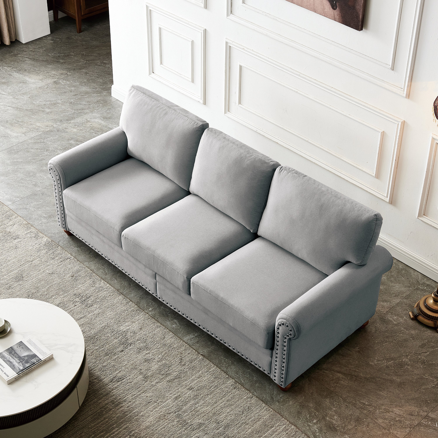 Sofa & Chair sets | Linen Fabric Upholstery with Storage Sofa (Grey) | casafoyer.myshopify.com