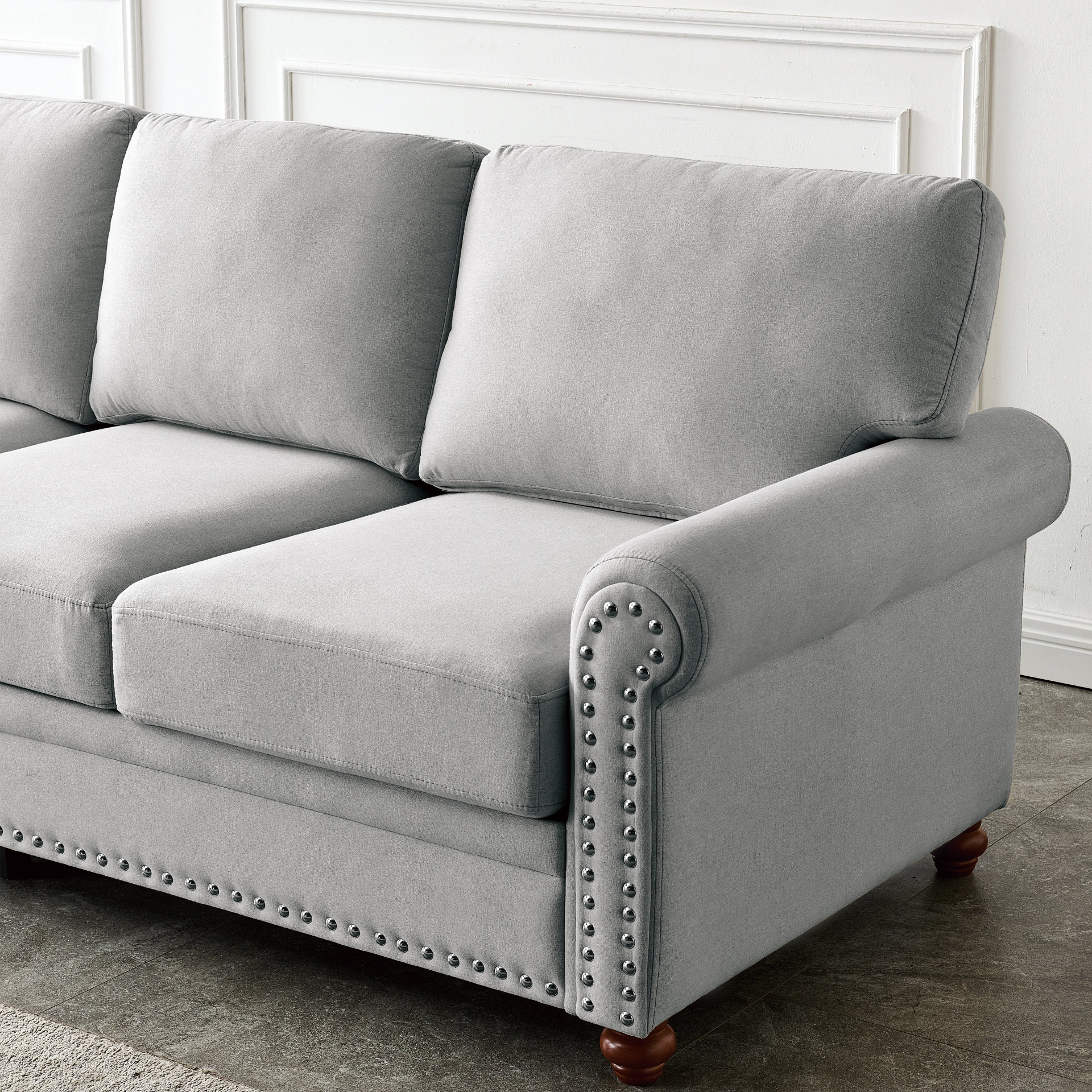 Sofa & Chair sets | Linen Fabric Upholstery with Storage Sofa (Grey) | casafoyer.myshopify.com