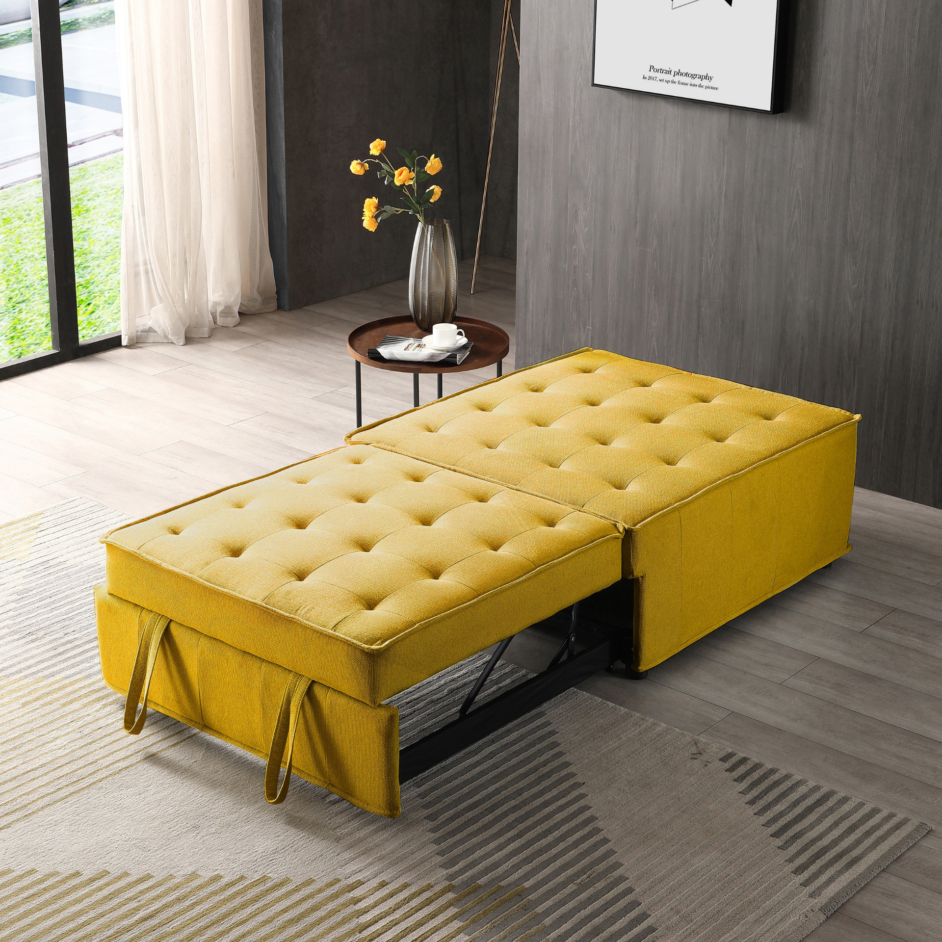 Sofa & Chair sets | Multipurpose Linen Fabric Ottoman Lazy Sofa Pulling Out Sofa Bed (Yellow) | casafoyer.myshopify.com