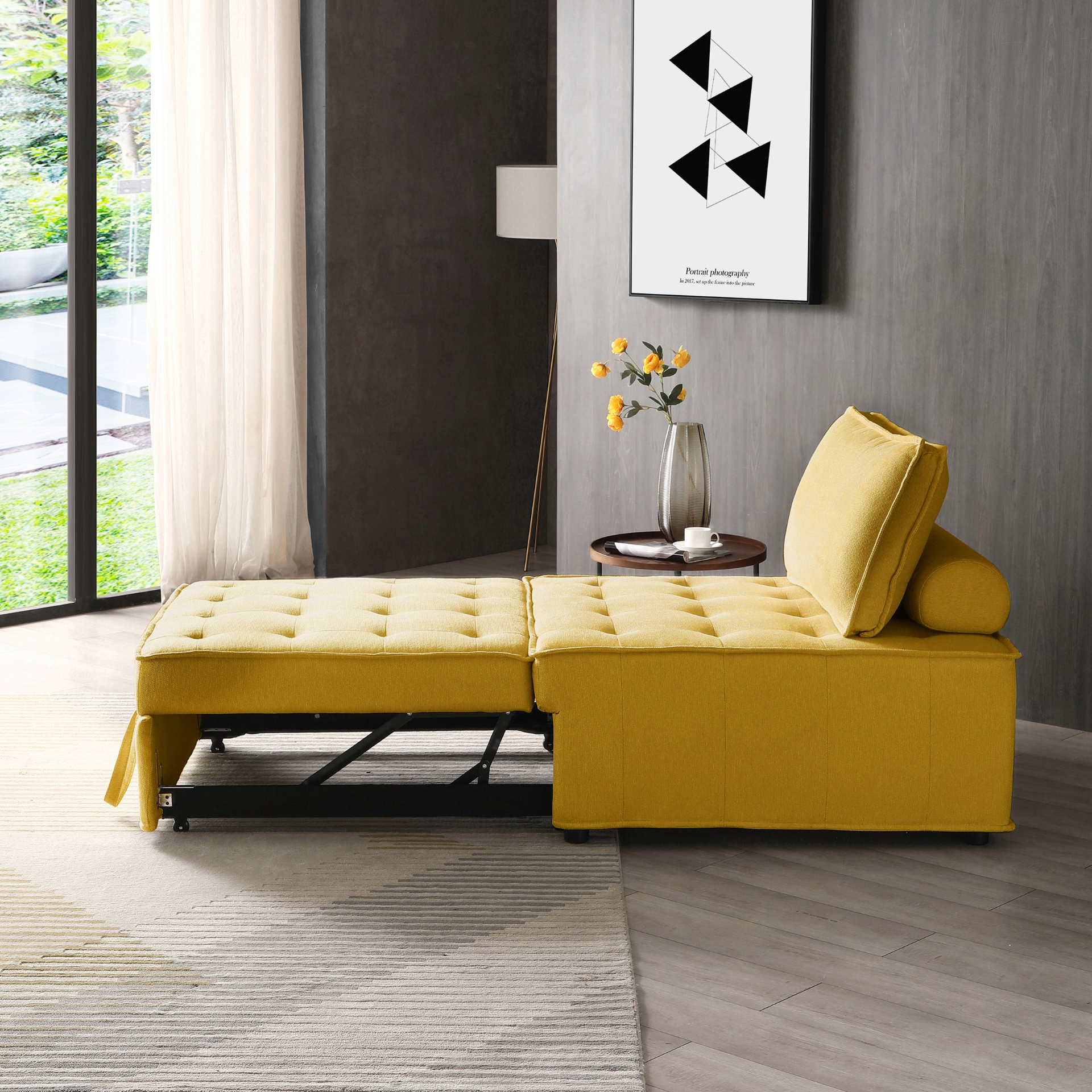 Sofa & Chair sets | Multipurpose Linen Fabric Ottoman Lazy Sofa Pulling Out Sofa Bed (Yellow) | casafoyer.myshopify.com