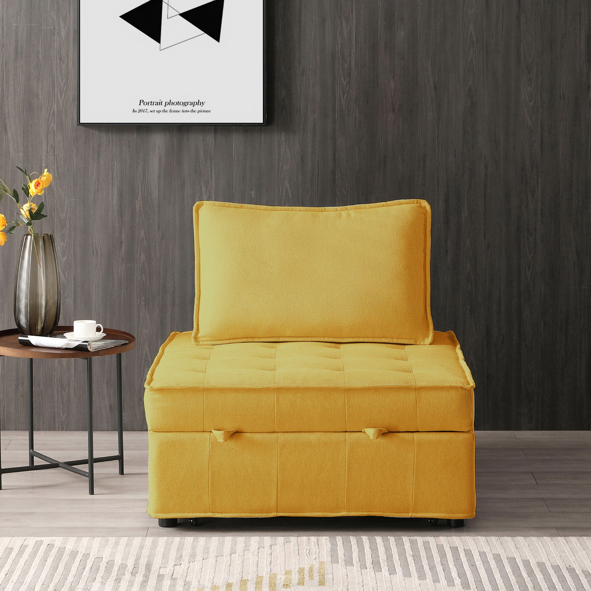 Sofa & Chair sets | Multipurpose Linen Fabric Ottoman Lazy Sofa Pulling Out Sofa Bed (Yellow) | casafoyer.myshopify.com