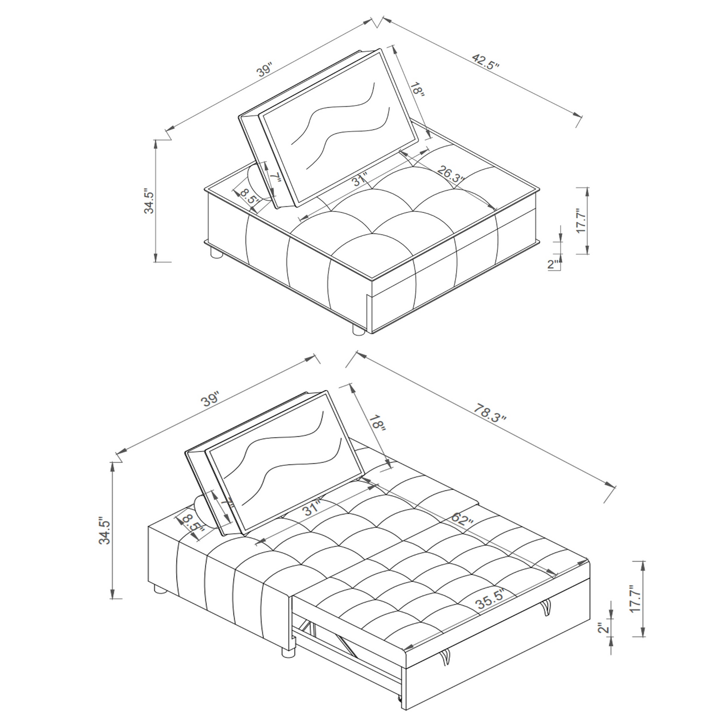 Sofa & Chair sets | Multipurpose Linen Fabric Ottoman Lazy Sofa Pulling Out Sofa Bed (Yellow) | casafoyer.myshopify.com