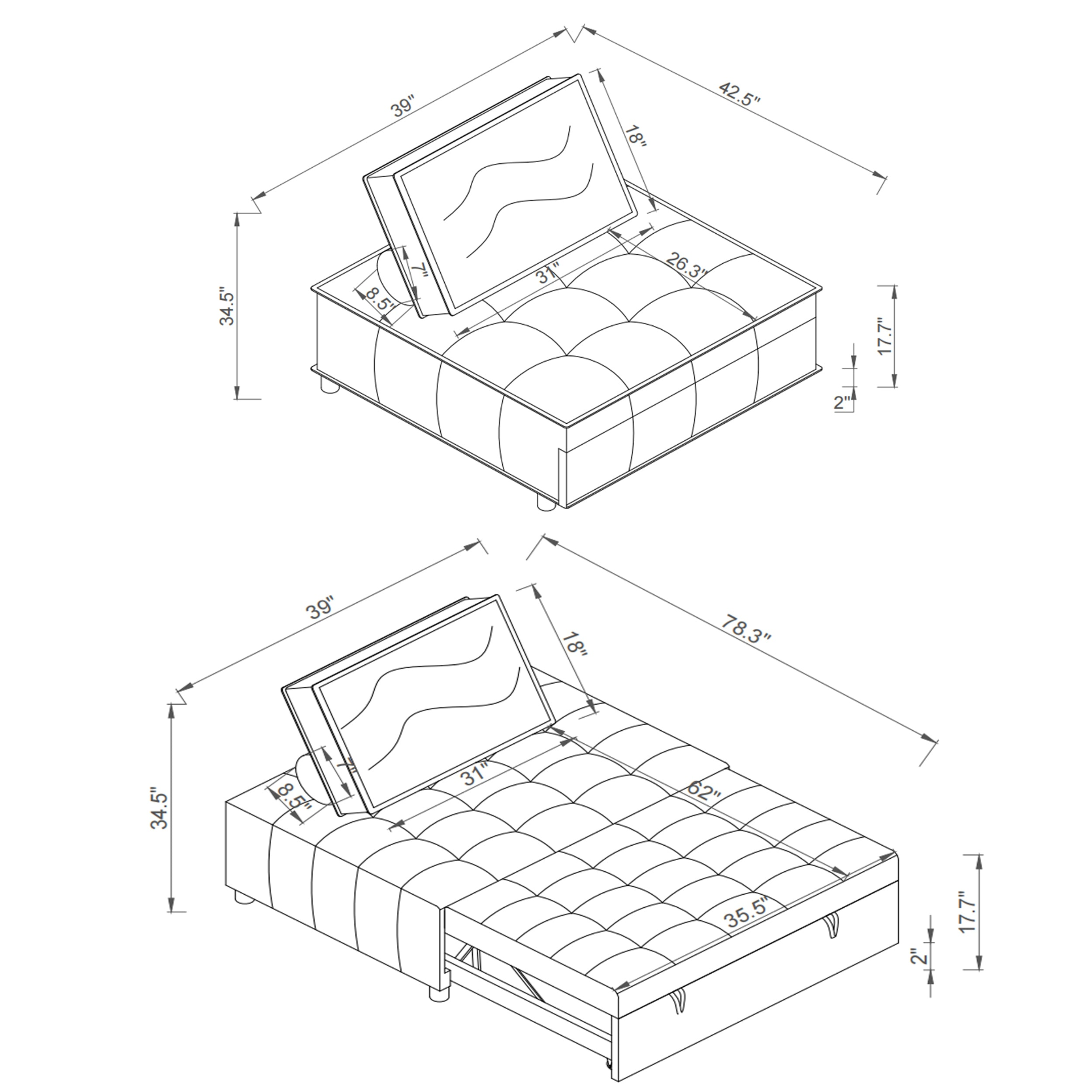 Sofa & Chair sets | Multipurpose Linen Fabric Ottoman Lazy Sofa Pulling Out Sofa Bed (Yellow) | casafoyer.myshopify.com