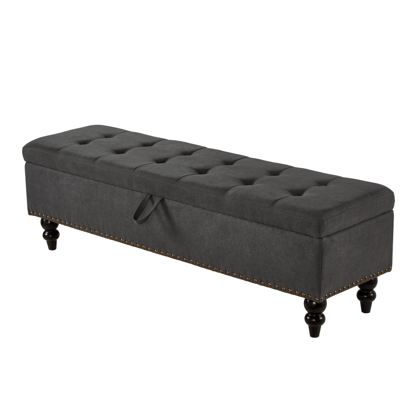 [product_type] | 59" Bed Bench with Storage Grey Fabric | casafoyer.myshopify.com