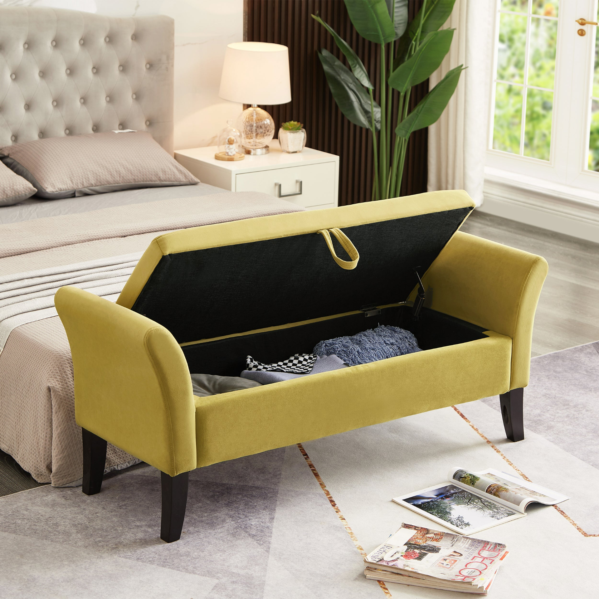 Sofa & Chair sets | Bed Bench with Storage Green Velvet | casafoyer.myshopify.com