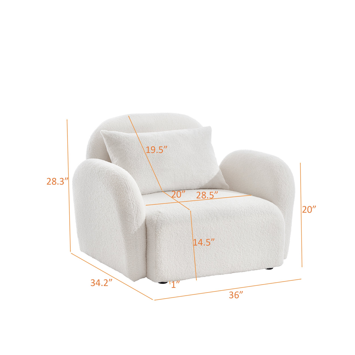 Sofa & Chair sets | Living Room Furniture Lazy Sofa Chair Teddy Fabric White | casafoyer.myshopify.com