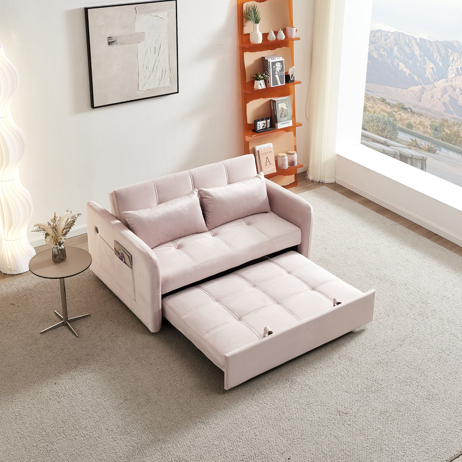 Sofa & Chair sets | Twins Pull Out Sofa Bed  Pink Velvet | casafoyer.myshopify.com