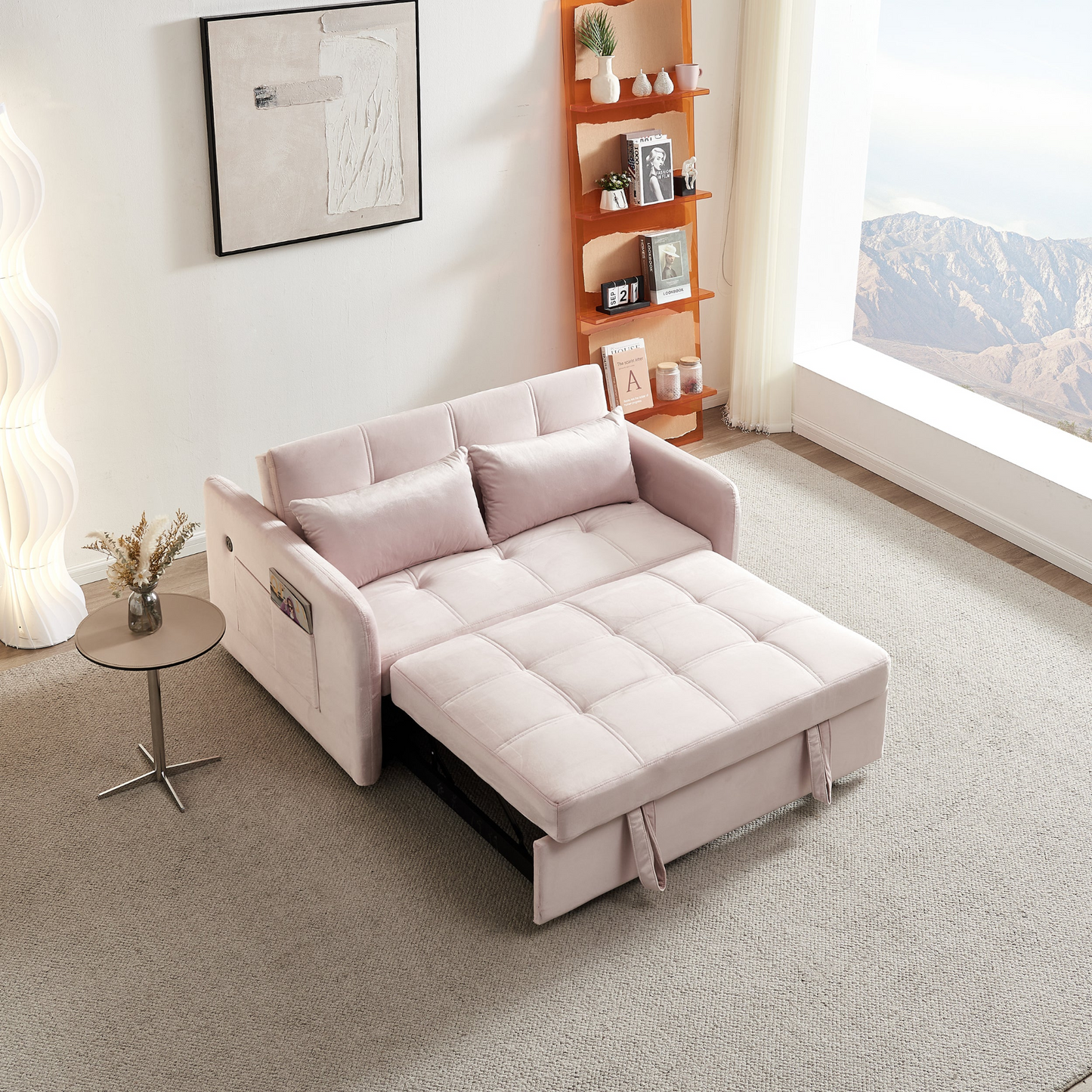 Sofa & Chair sets | Twins Pull Out Sofa Bed  Pink Velvet | casafoyer.myshopify.com