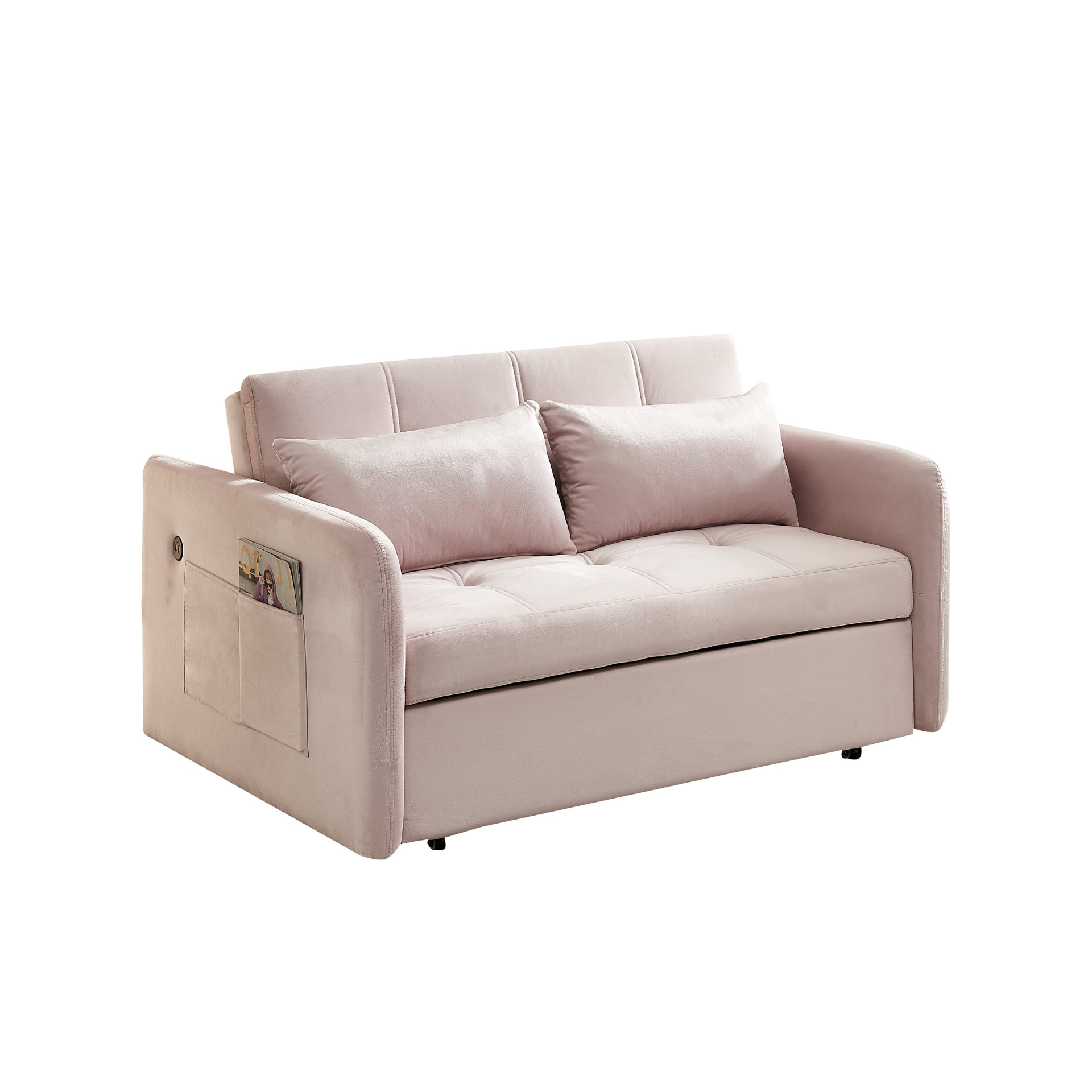 Sofa & Chair sets | Twins Pull Out Sofa Bed  Pink Velvet | casafoyer.myshopify.com