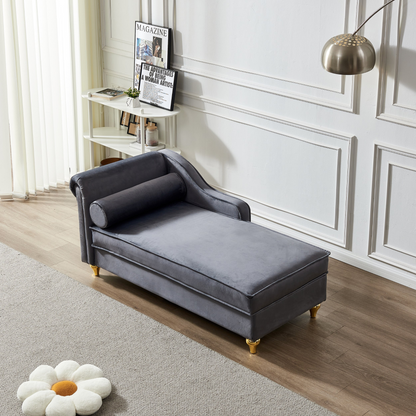 Sofa & Chair sets | Modern Upholstery Chaise Lounge Chair with Storage Velvet (Grey) | casafoyer.myshopify.com